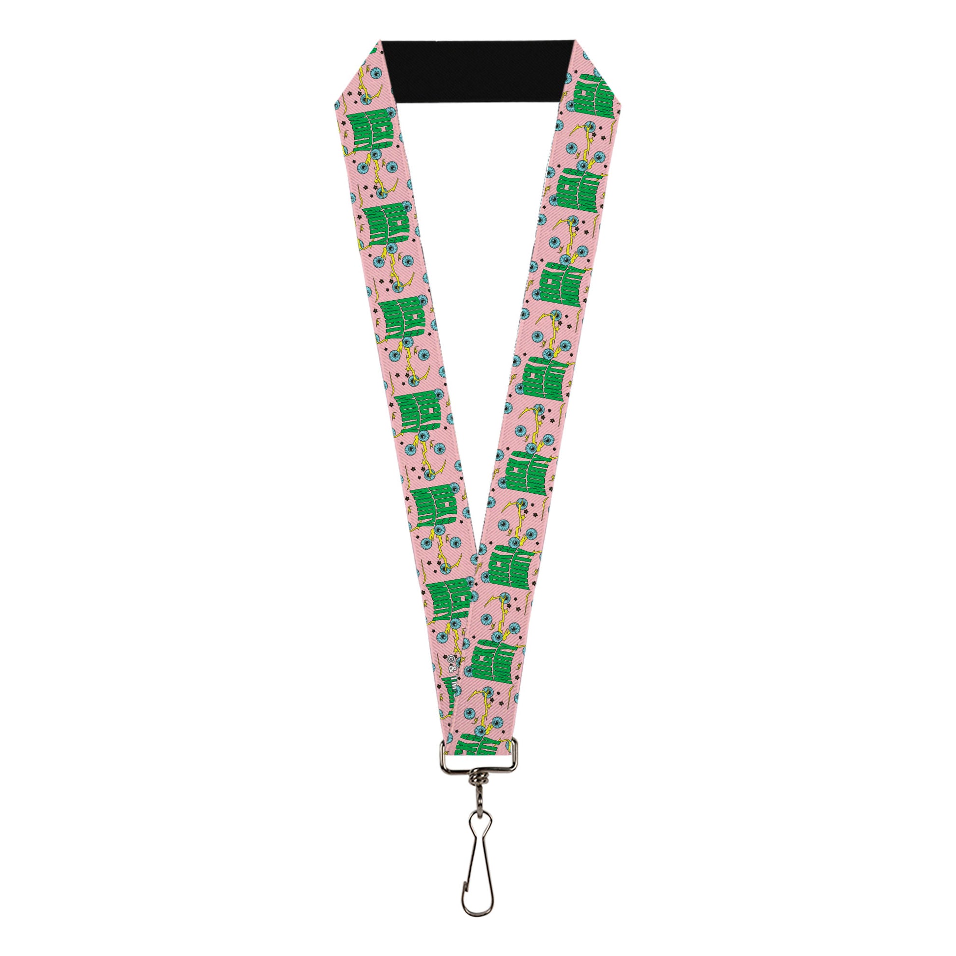 Lanyard - 1.0" - RICK AND MORTY Text and Eyeball Collage Pink/Green Lanyards Rick and Morty