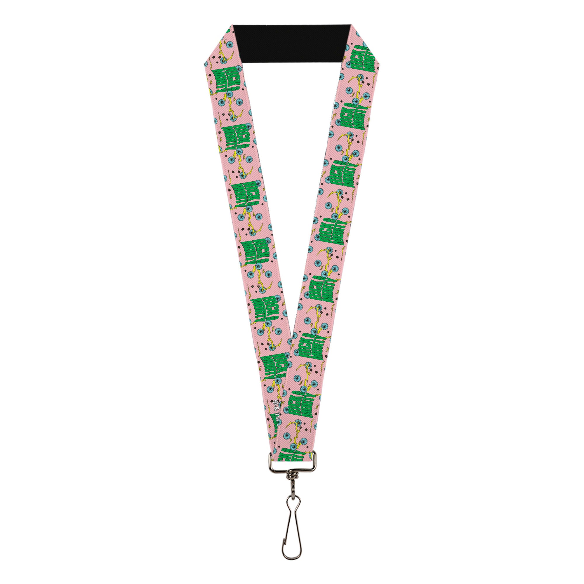 Lanyard - 1.0" - RICK AND MORTY Text and Eyeball Collage Pink/Green Lanyards Rick and Morty