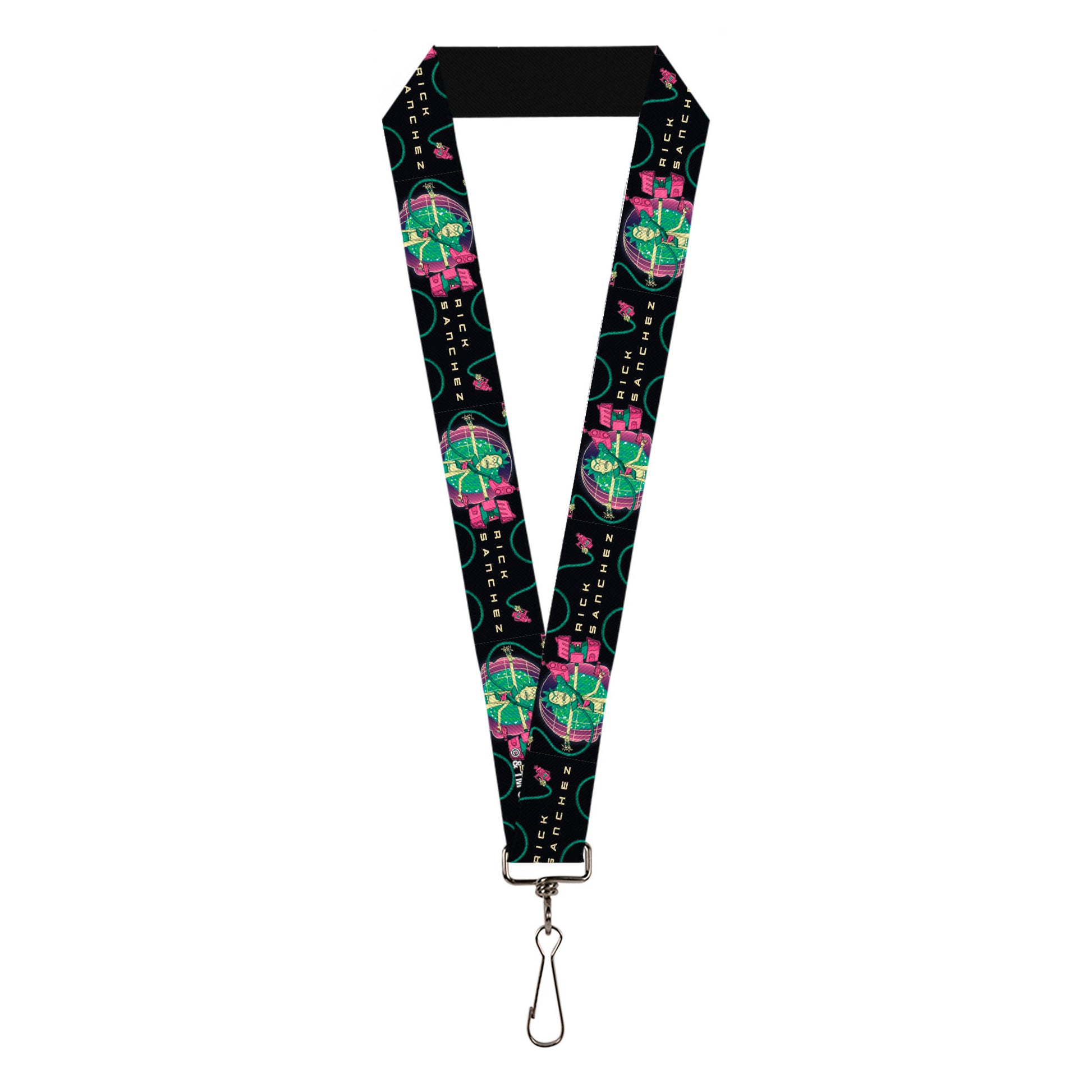 Lanyard - 1.0" - RICK SANCHEZ Multi Arm Portal Pose Black/Blues/Pinks Lanyards Rick and Morty