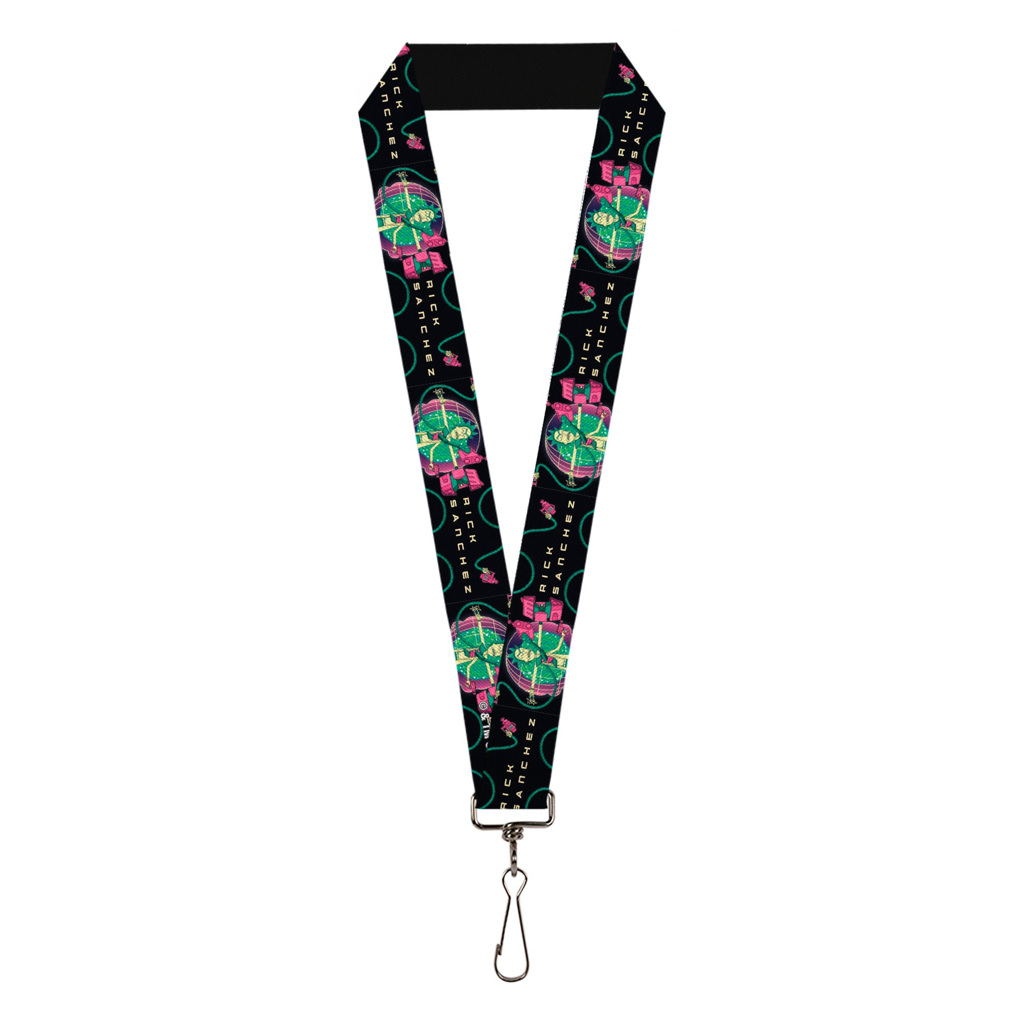 Lanyard - 1.0" - RICK SANCHEZ Multi Arm Portal Pose Black/Blues/Pinks Lanyards Rick and Morty
