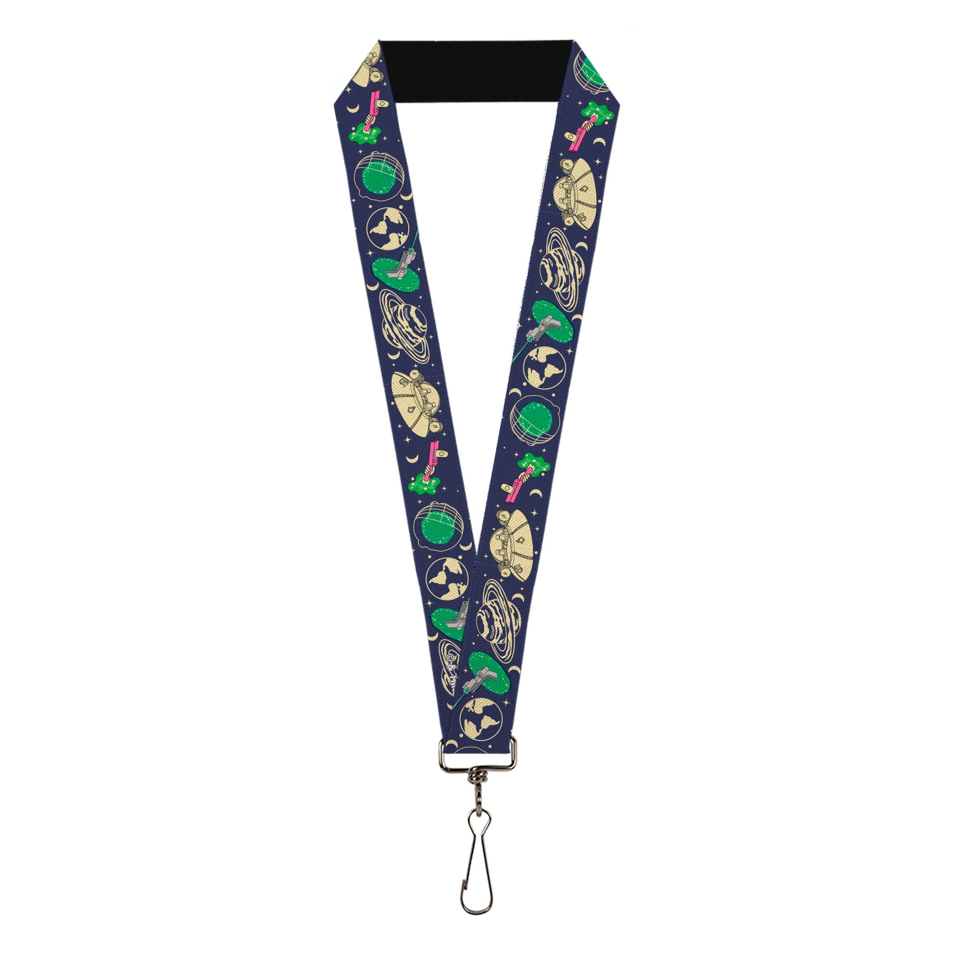 Lanyard - 1.0" - Rick and Morty Portal and Space Icons Collage Blue/Beige/Greens Lanyards Rick and Morty