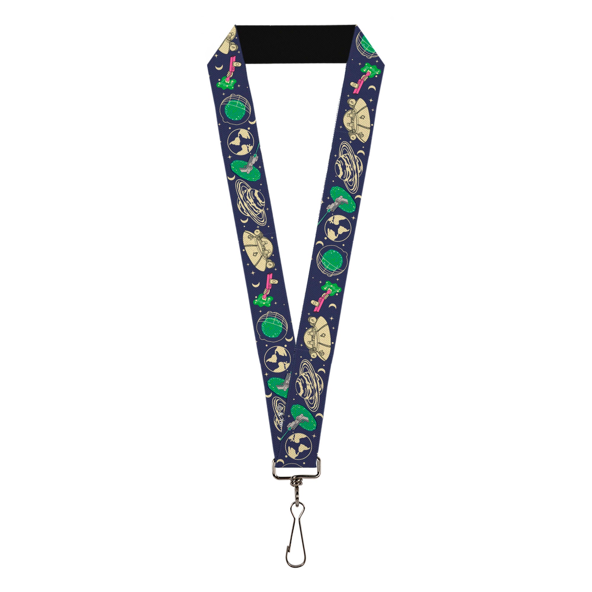 Lanyard - 1.0" - Rick and Morty Portal and Space Icons Collage Blue/Beige/Greens Lanyards Rick and Morty