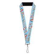 Lanyard - 1.0" - REN AND STIMPY Title Logo and Poses Baby Blue Lanyards Ren and Stimpy