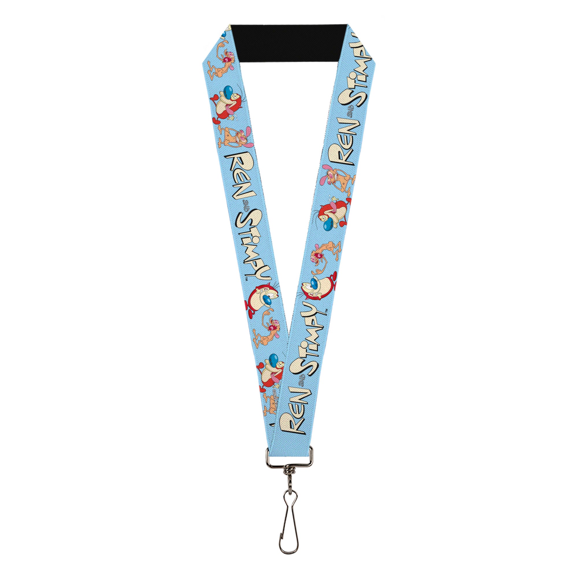 Lanyard - 1.0" - REN AND STIMPY Title Logo and Poses Baby Blue Lanyards Ren and Stimpy