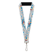 Lanyard - 1.0" - Ren and Stimpy Pose and Quote Bubbles Stacked Blue Lanyards Ren and Stimpy