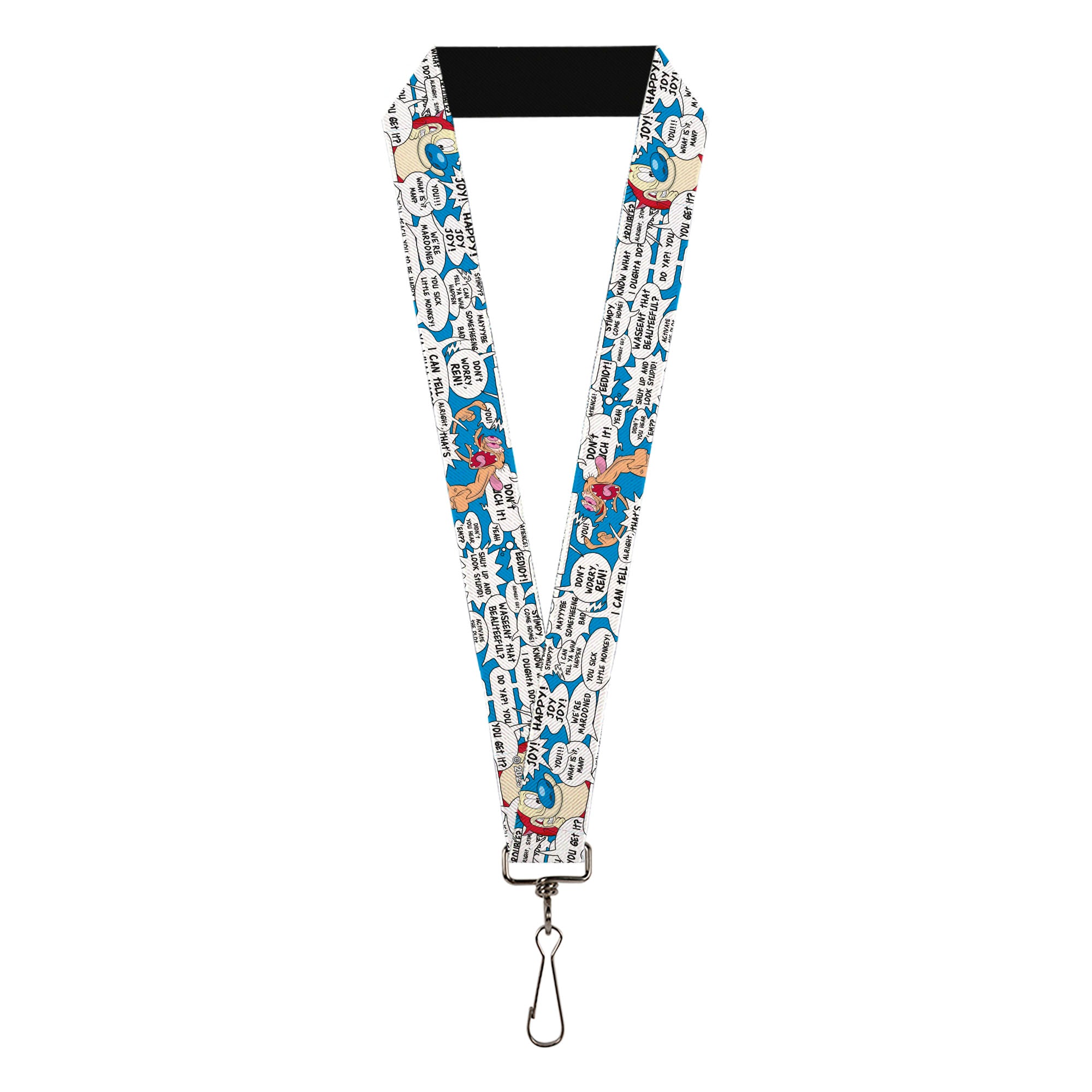 Lanyard - 1.0" - Ren and Stimpy Pose and Quote Bubbles Stacked Blue Lanyards Ren and Stimpy