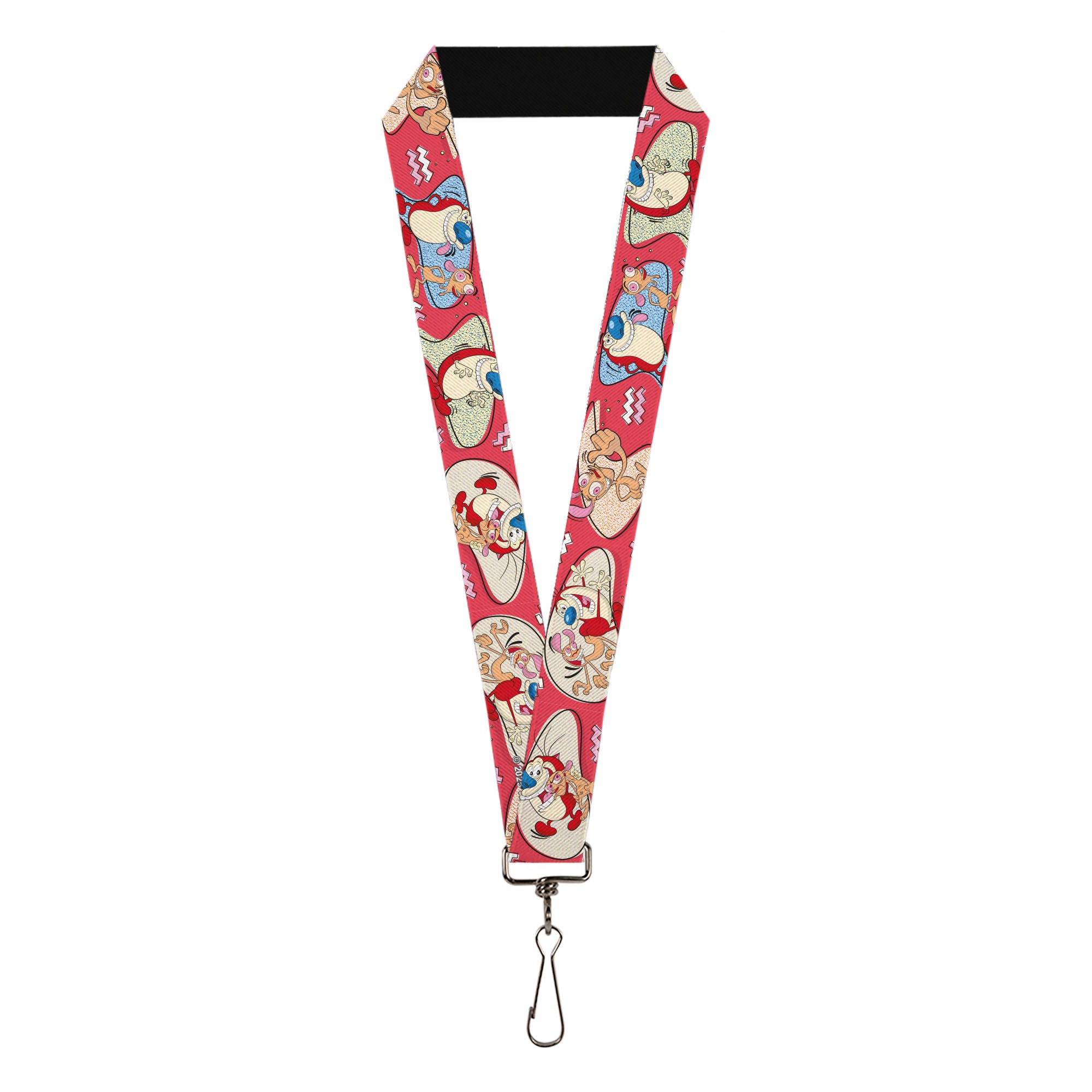 Lanyard - 1.0" - Ren and Stimpy Single and Group Poses Pink Lanyards Ren and Stimpy