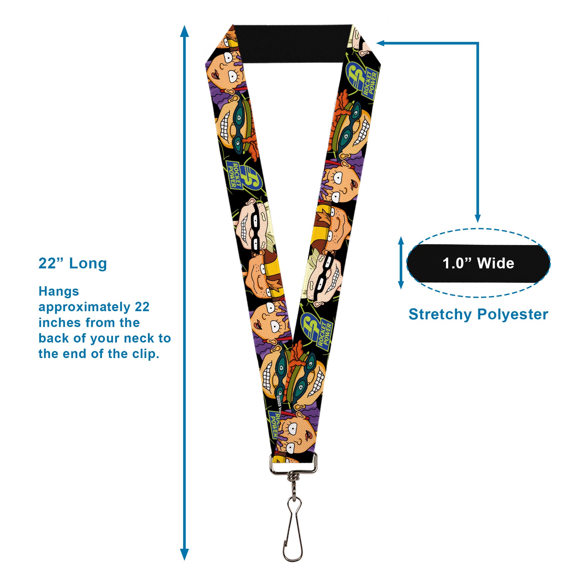 Lanyard - 1.0" - ROCKET POWER RP Logo/4-Character Faces CLOSE-UP Black/Green/Blue Lanyards Rocket Power