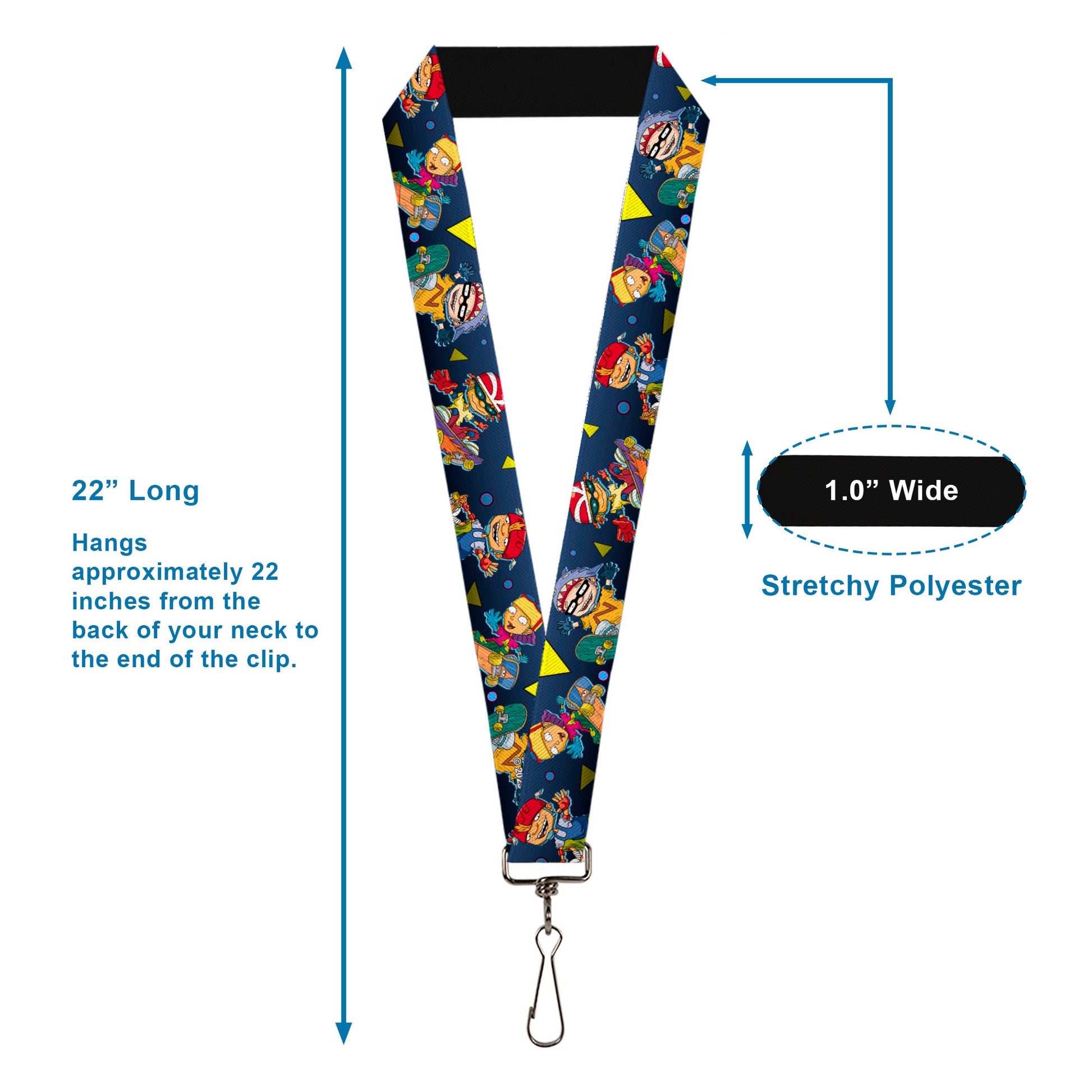 Lanyard - 1.0" - Rocket Power 4-Character Action Poses/Shapes Cool Gray/Multi Color Lanyards Rocket Power