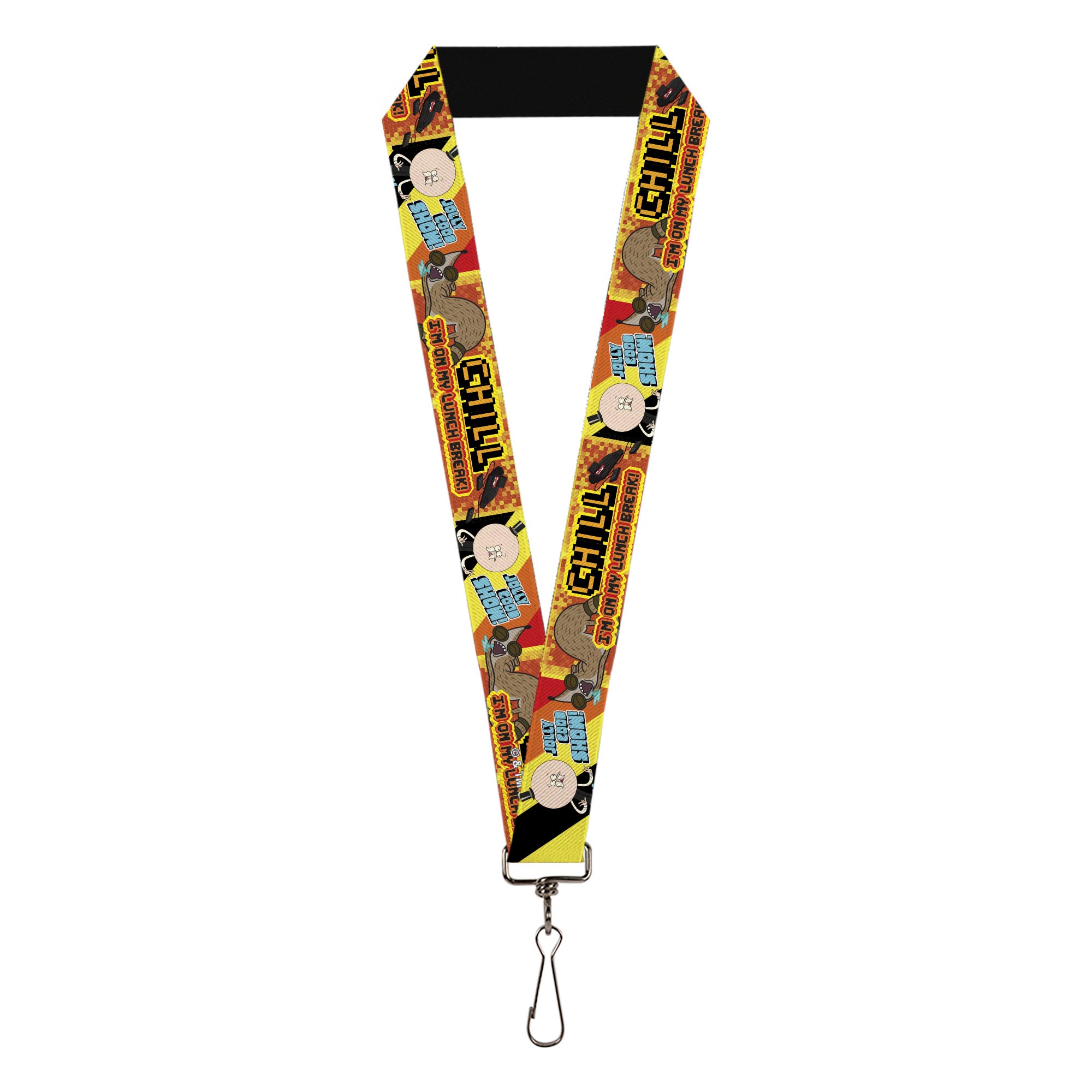 Lanyard - 1.0" - Regular Show CHILL I'M ON MY LUNCH BREAK Character Collage Yellow Lanyards Regular Show