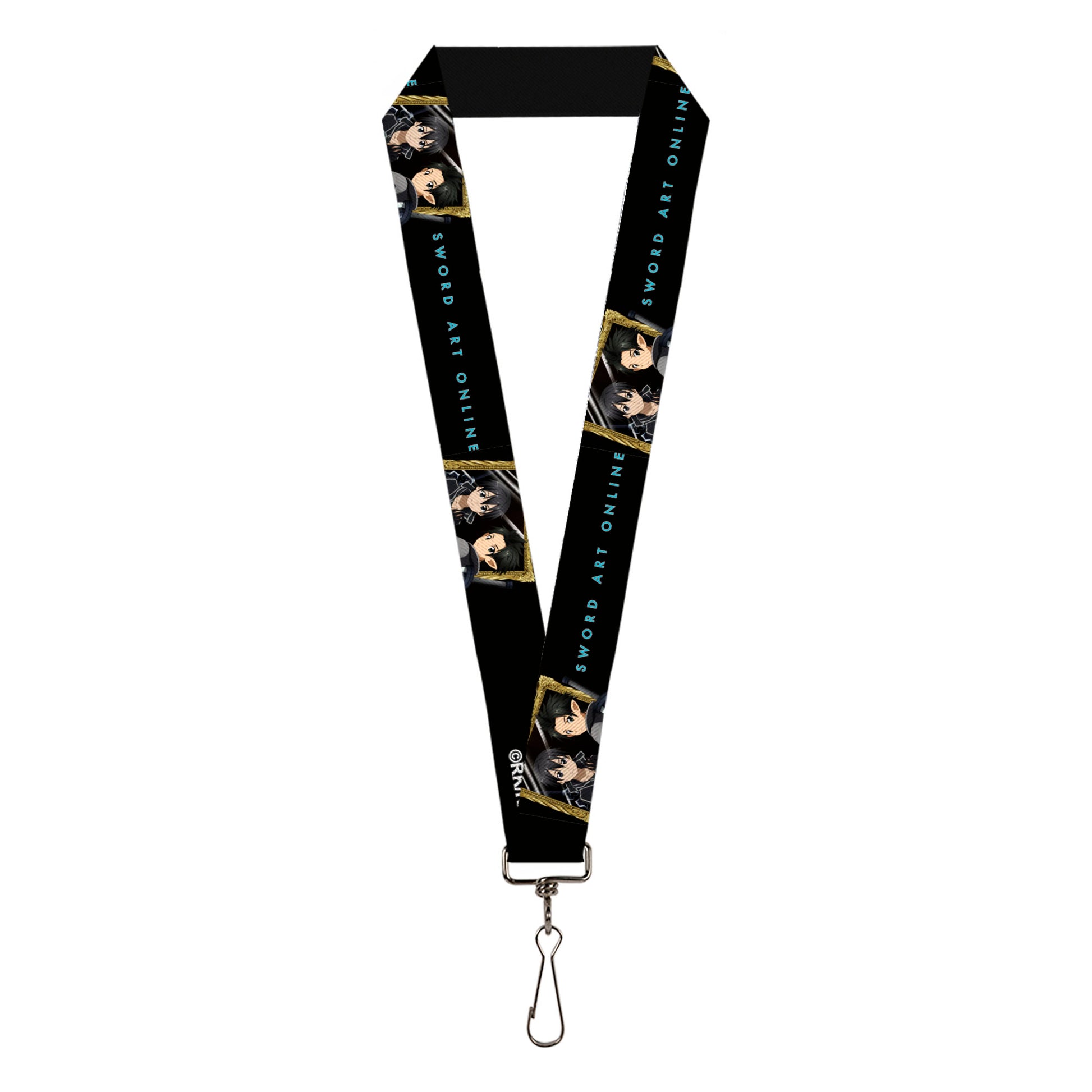 Lanyard - 1.0" - SWORD ART ONLINE Kirito Reflection Poses and Title Logo Black Lanyards Sword Art Online