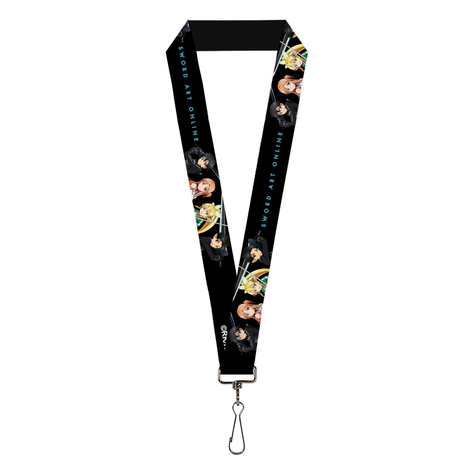 Lanyard - 1.0" - SWORD ART ONLINE Four Character Swords Group Pose and Title Logo Black Lanyards Sword Art Online