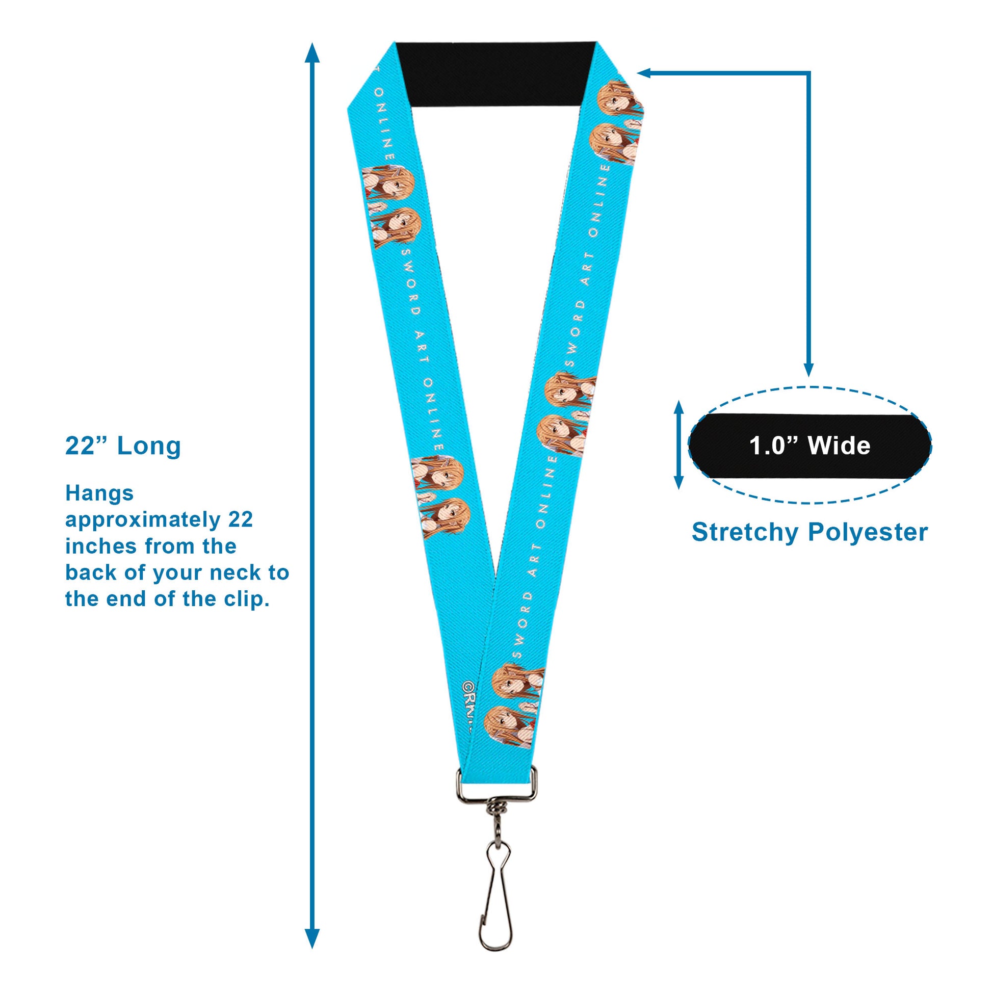 Lanyard - 1.0" - SWORD ART ONLINE Asuna Comic Book Cover Pose and Title Logo Blue Lanyards Sword Art Online