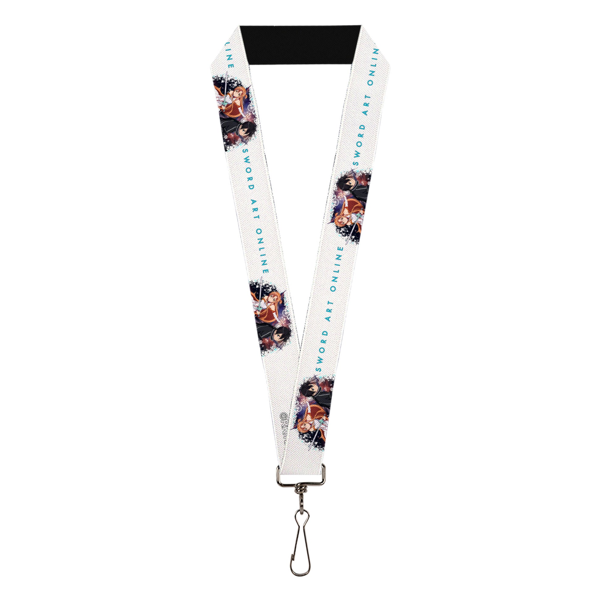 Lanyard - 1.0" - SWORD ART ONLINE Asuna and Kirito Action Pose and Title Logo White Lanyards Sword Art Online