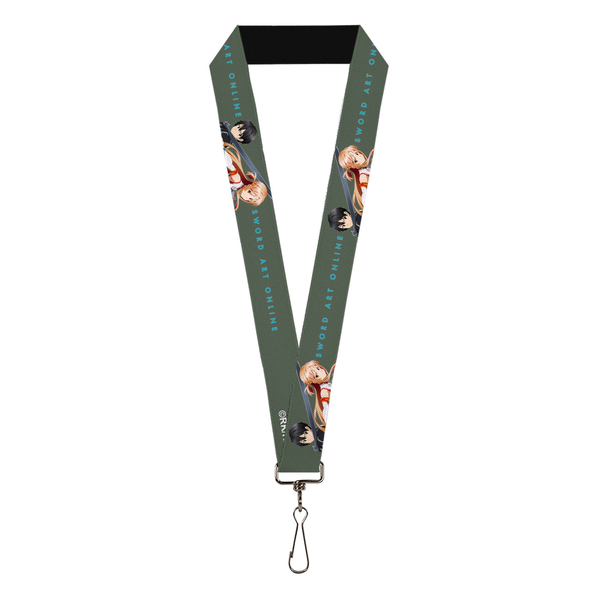 Lanyard - 1.0" - SWORD ART ONLINE Kirito and Asuna Pose and Title Logo Gray Lanyards Sword Art Online
