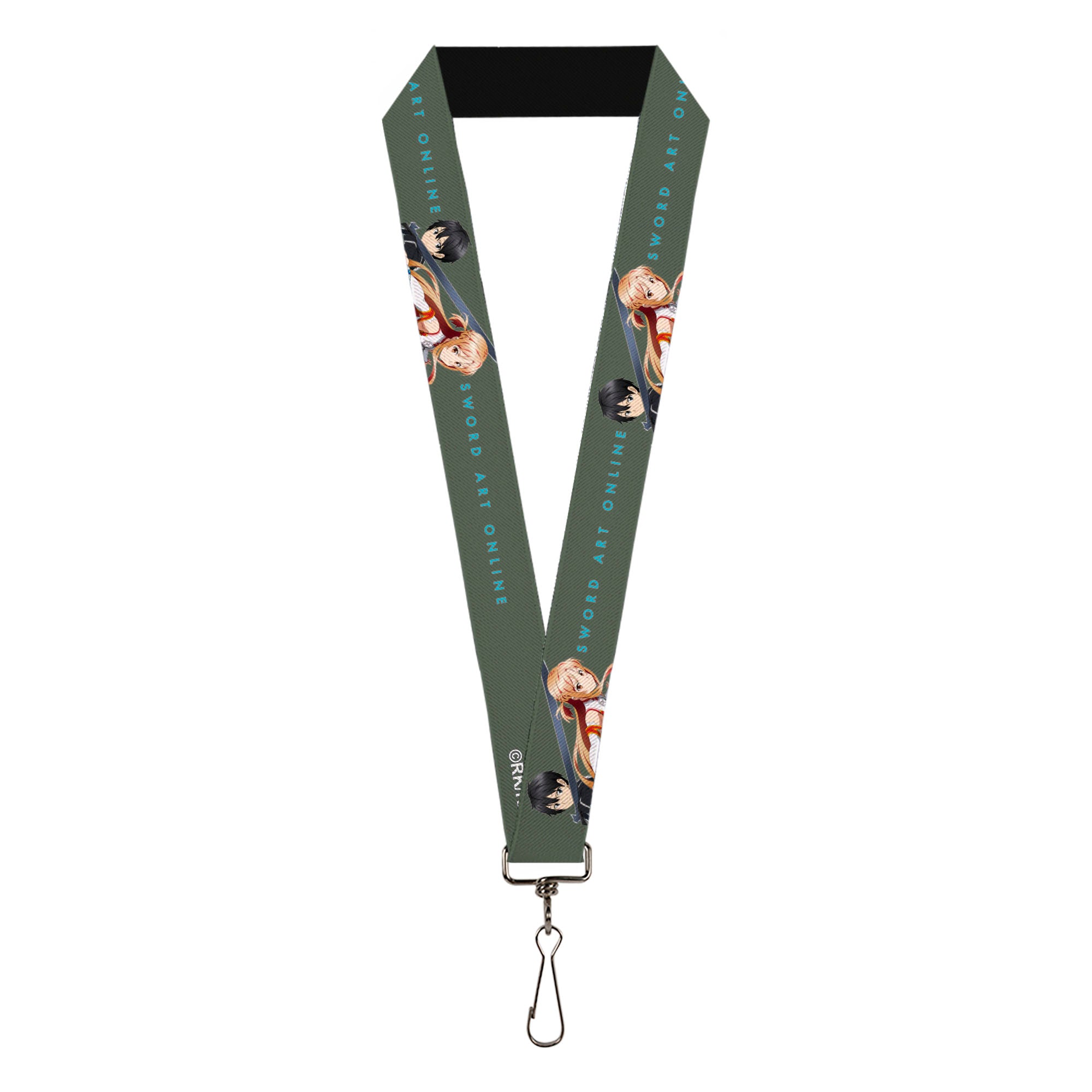 Lanyard - 1.0" - SWORD ART ONLINE Kirito and Asuna Pose and Title Logo Gray Lanyards Sword Art Online