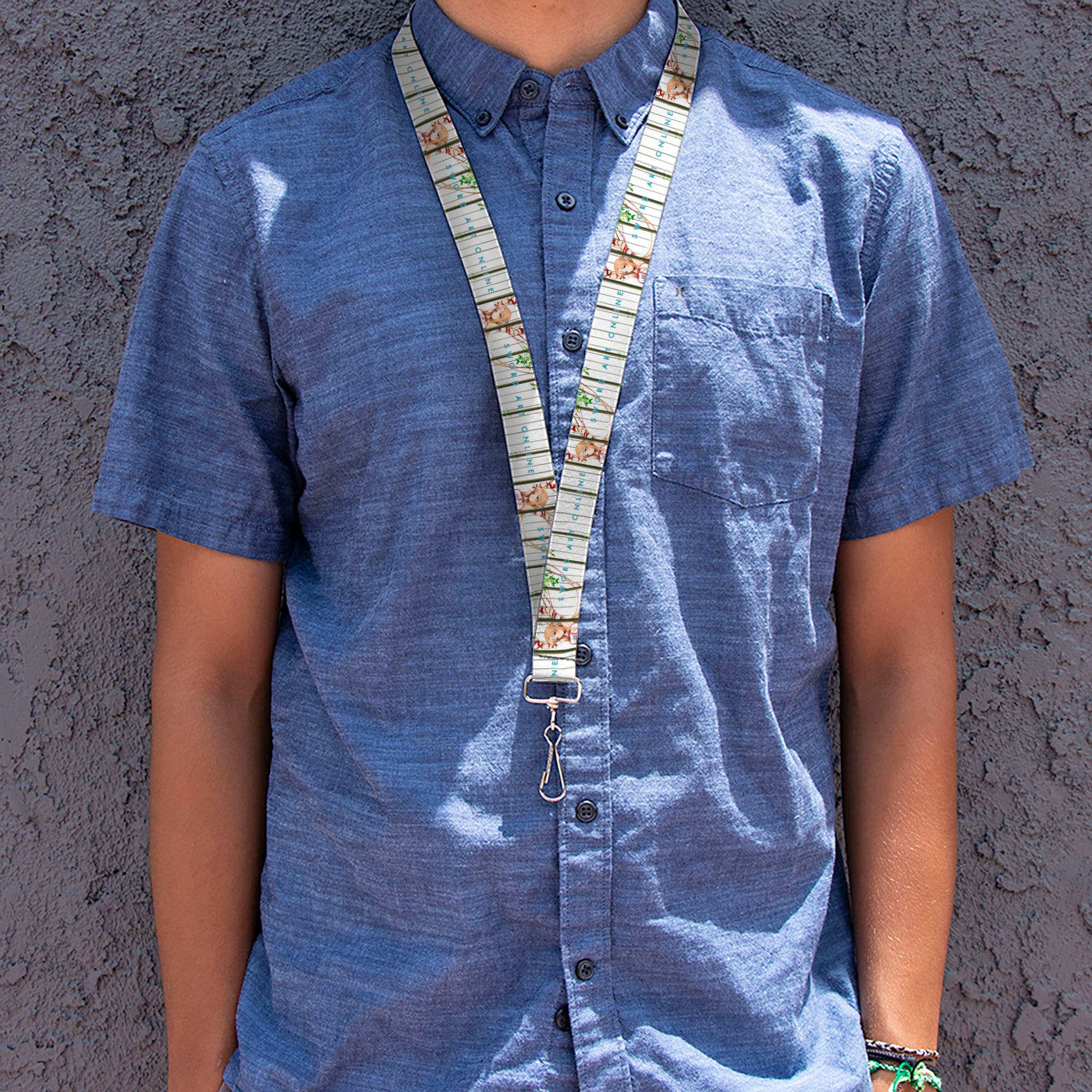 Lanyard - 1.0" - SWORD ART ONLINE Asuna Cage Trap Pose and Title Logo White Lanyards Sword Art Online