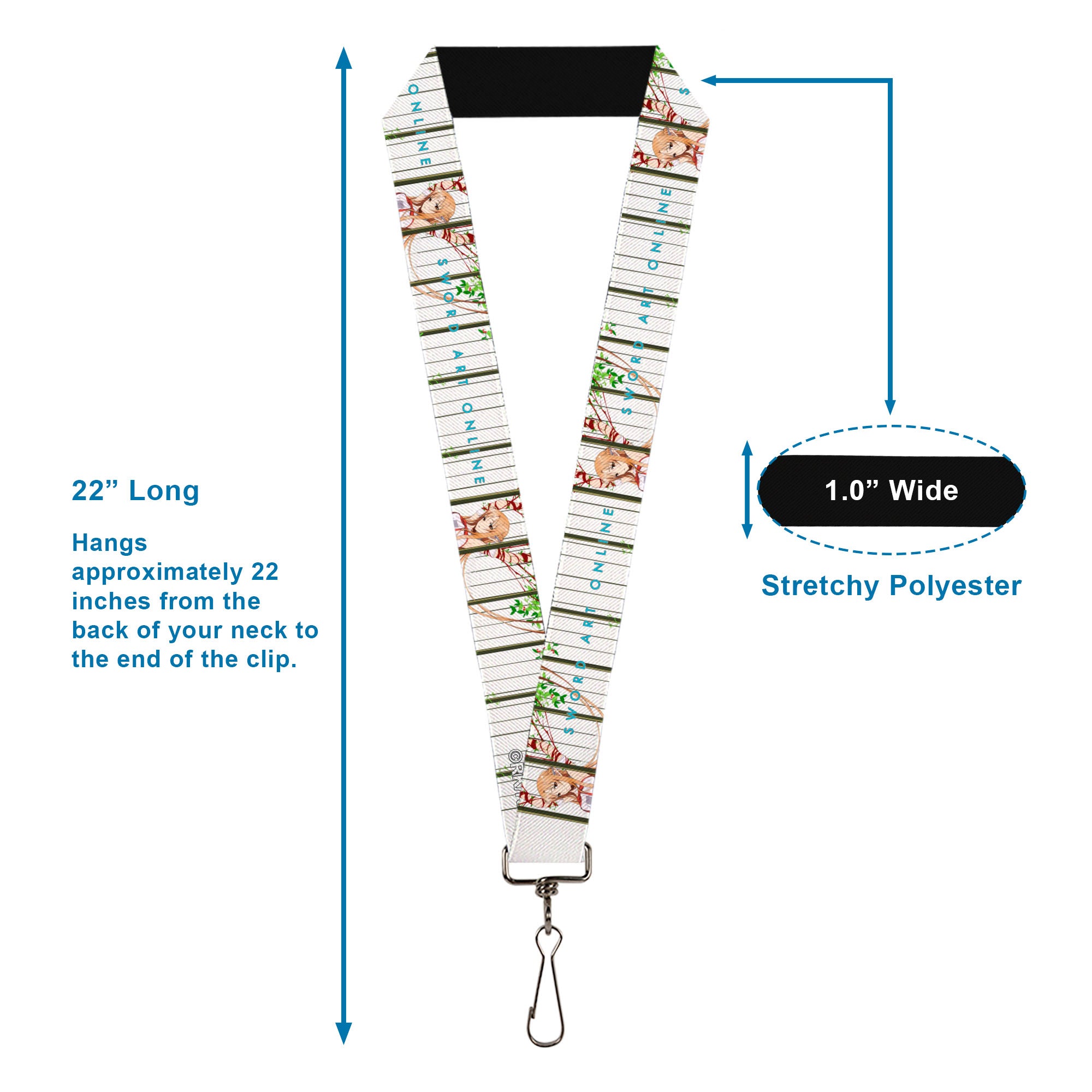 Lanyard - 1.0" - SWORD ART ONLINE Asuna Cage Trap Pose and Title Logo White Lanyards Sword Art Online