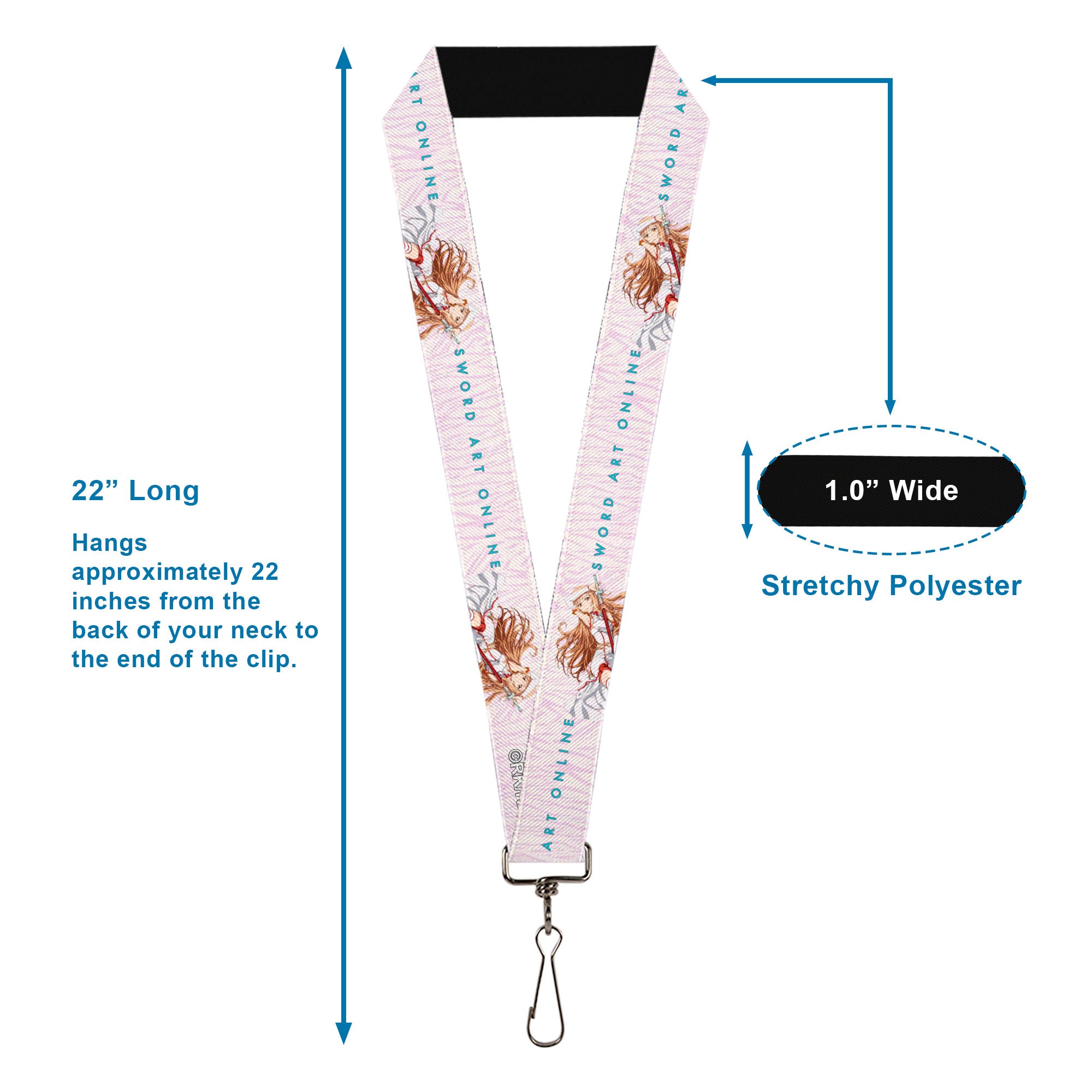 Lanyard - 1.0" - SWORD ART ONLINE Asuna Lambent Light Rapier Pose and Title Logo Pink Lanyards Sword Art Online