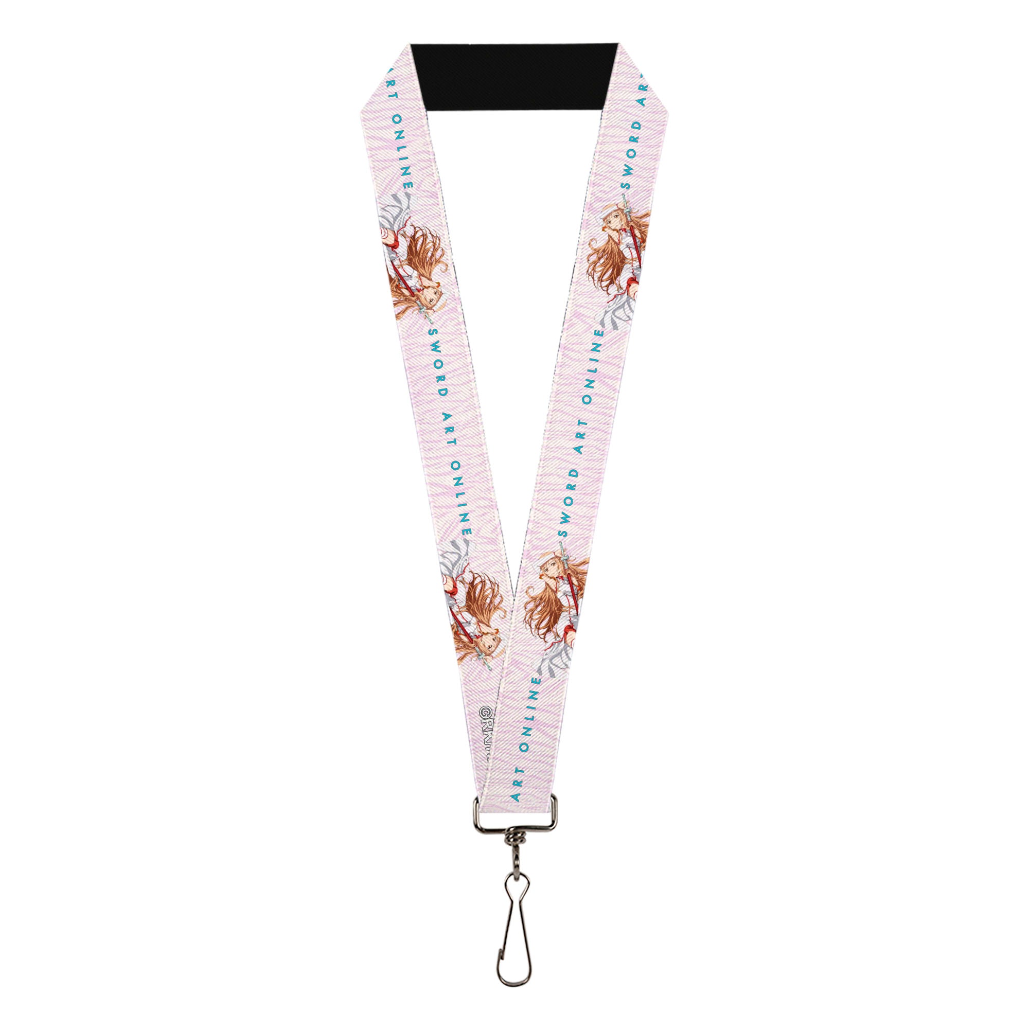 Lanyard - 1.0" - SWORD ART ONLINE Asuna Lambent Light Rapier Pose and Title Logo Pink Lanyards Sword Art Online