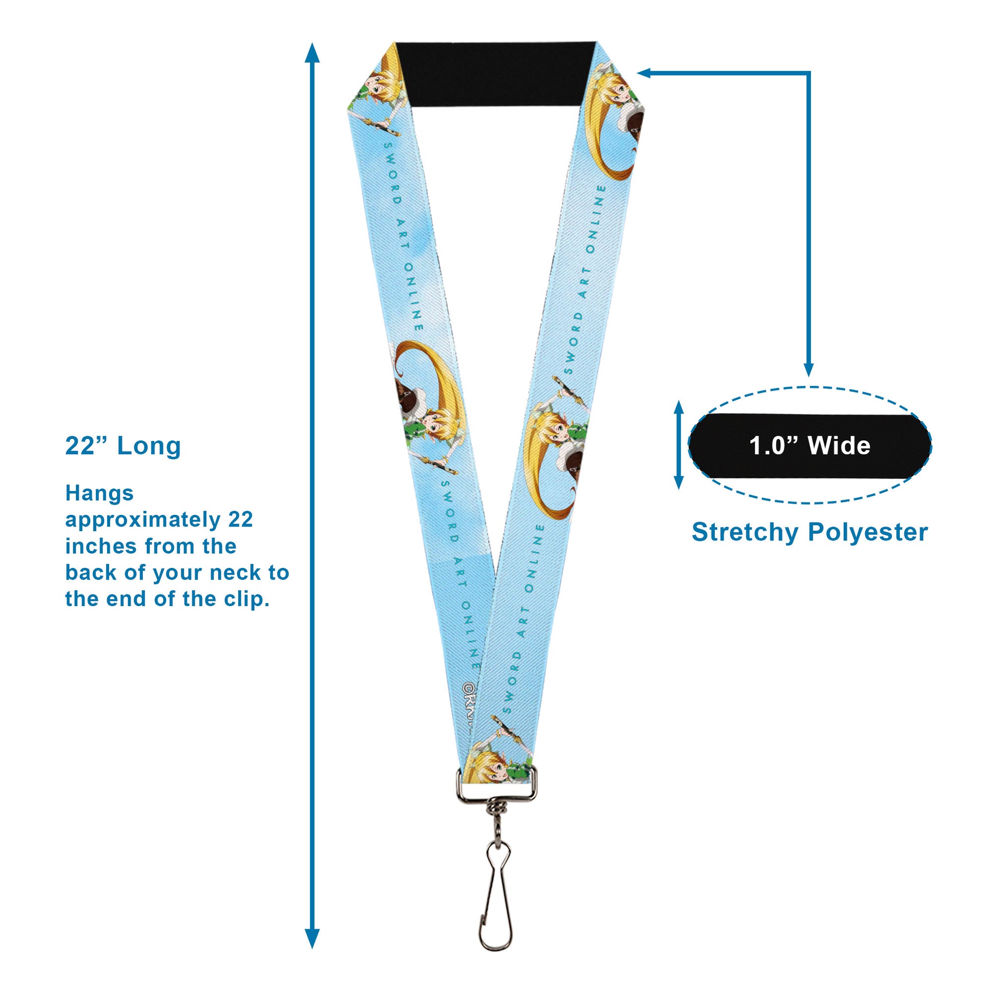 Lanyard - 1.0" - SWORD ART ONLINE Leafa Joyeuse Pose and Title Logo Light Blue Lanyards Sword Art Online