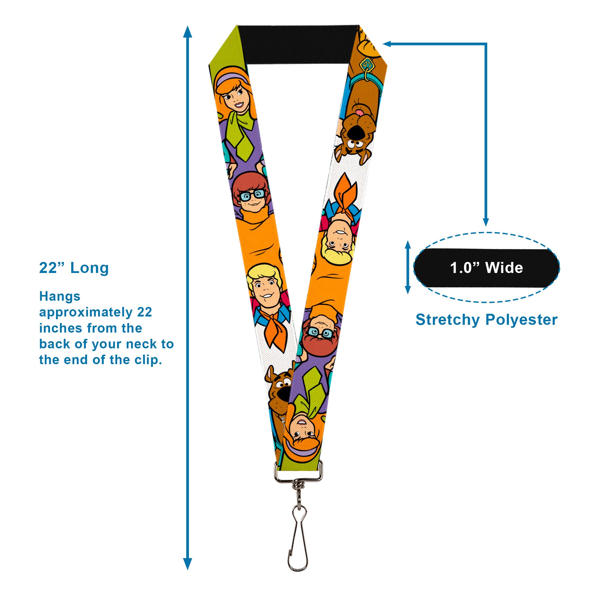 Lanyard - 1.0" - Scooby Doo 5-Character Poses Stack Lanyards Scooby Doo