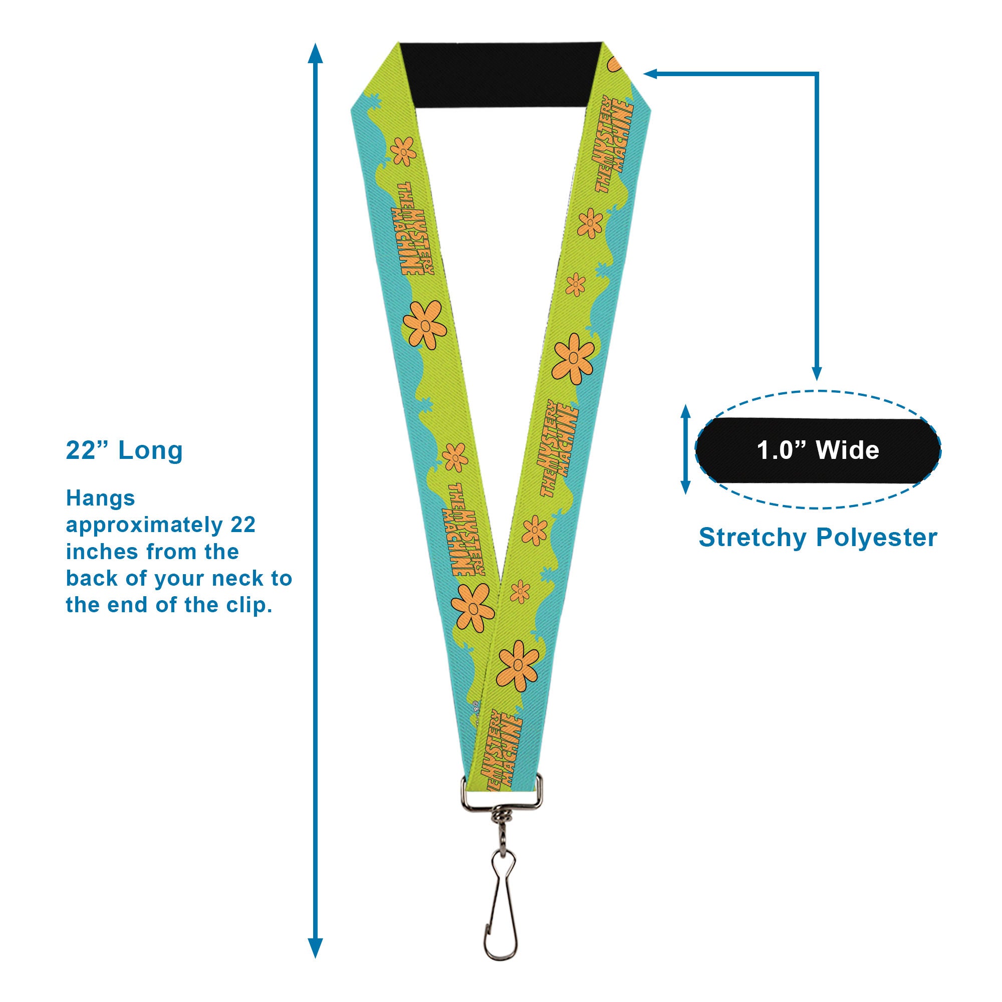 Lanyard - 1.0" - Scooby Doo THE MYSTERY MACHINE Paint Job Green/Aqua/Orange Lanyards Scooby Doo