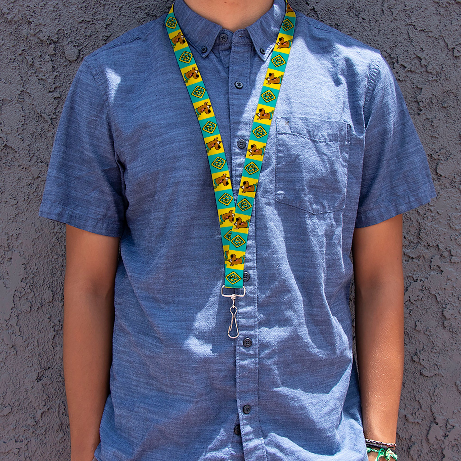 Lanyard - 1.0" - Scooby Doo Pose and Dog Tag Blocks Yellow/Blue Lanyards Scooby Doo