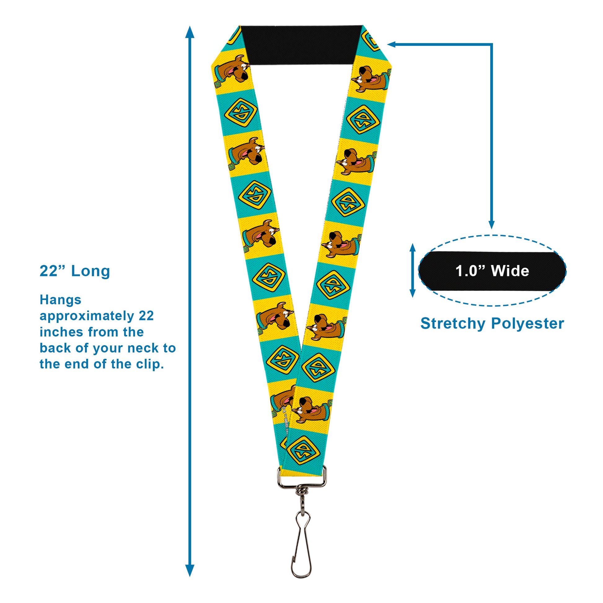 Lanyard - 1.0" - Scooby Doo Pose and Dog Tag Blocks Yellow/Blue Lanyards Scooby Doo