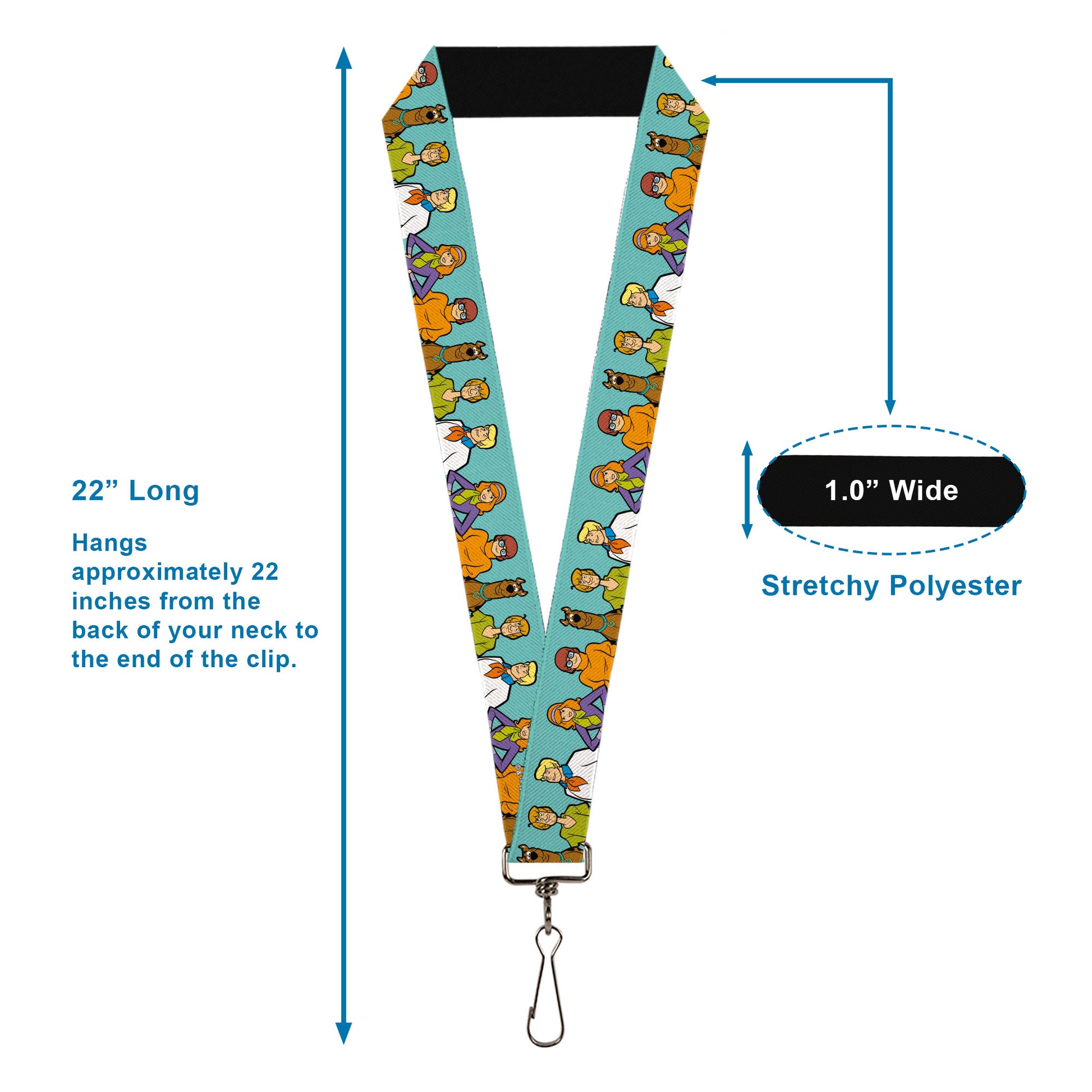 Lanyard - 1.0" - Scooby Doo Character Line Up Blue Lanyards Scooby Doo