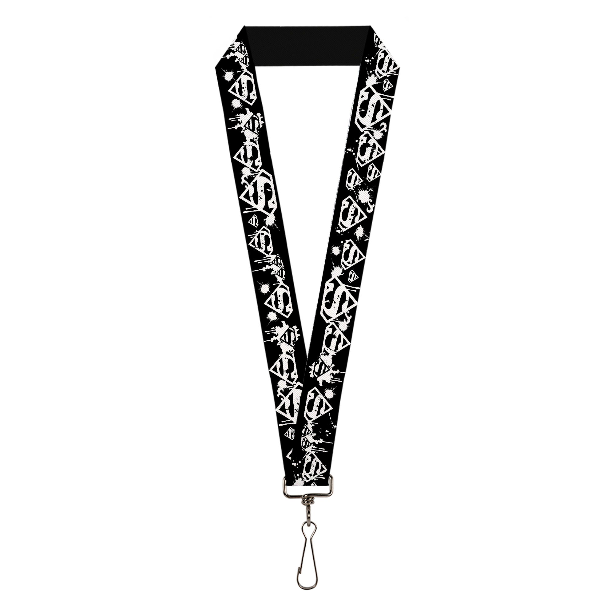 Lanyard - 1.0" - Superman Shield Splatter Black White Lanyards DC Comics