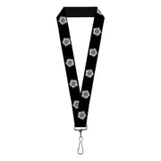 Lanyard - 1.0" - Winchester Pentagram Repeat Black White Lanyards Supernatural