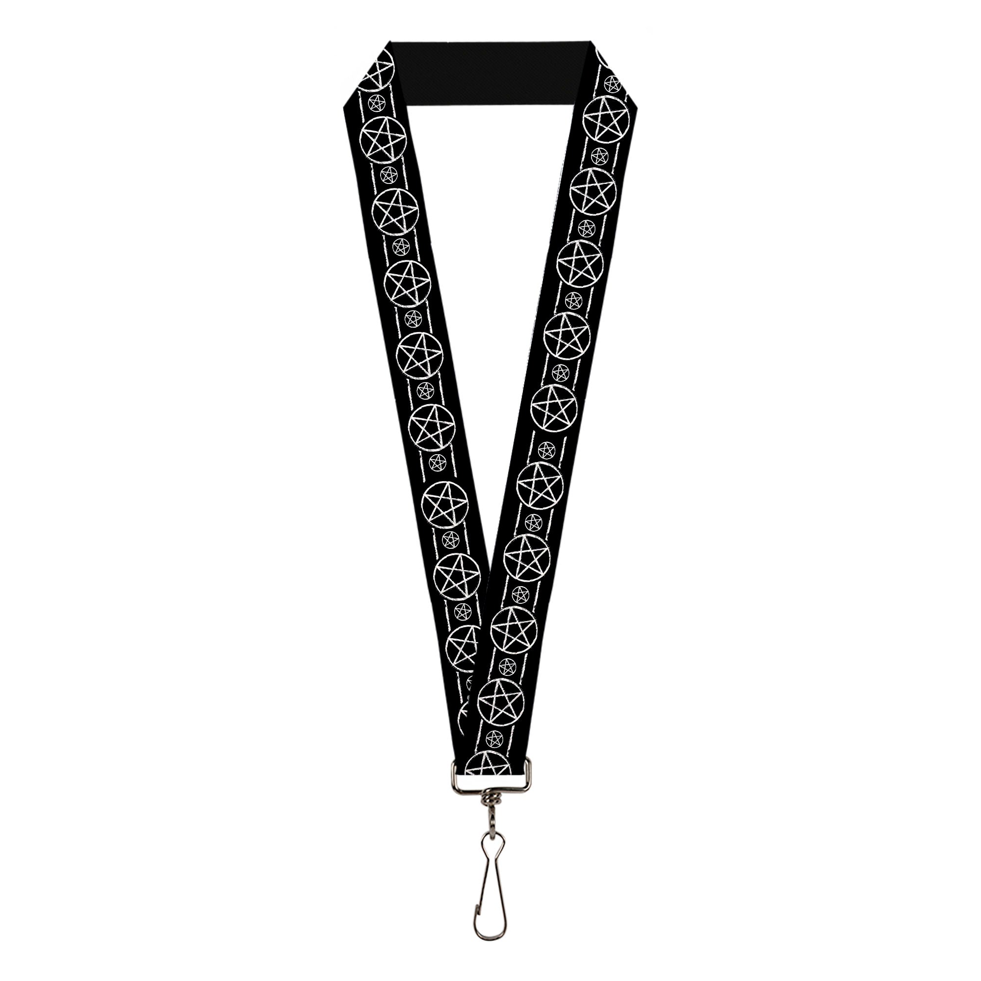 Lanyard - 1.0" - Supernatural Pentagram Stripe Black/White Lanyards Supernatural