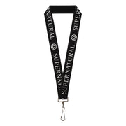 Lanyard - 1.0" - SUPERNATURAL Text and Pentagram Black/White Lanyards Supernatural