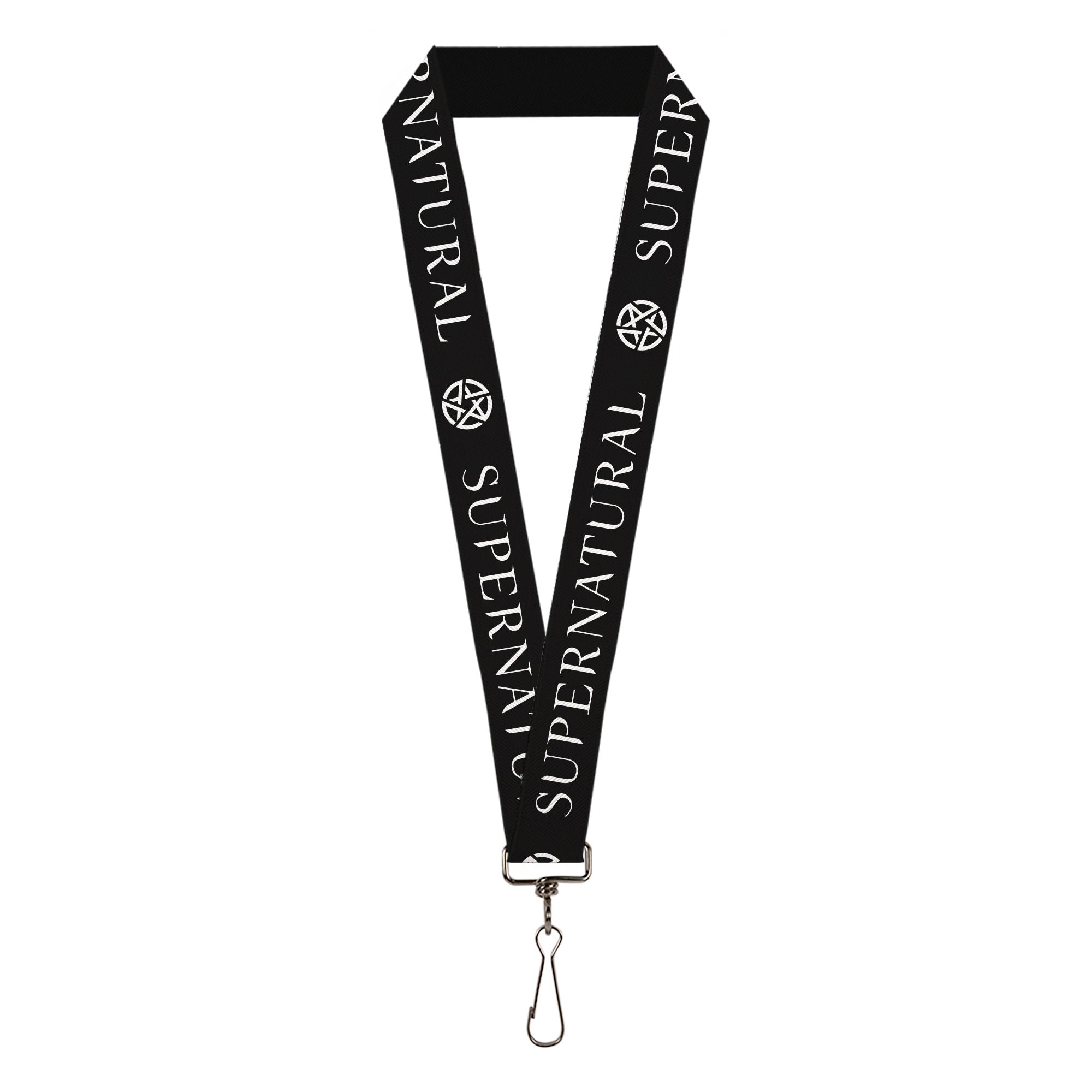 Lanyard - 1.0" - SUPERNATURAL Text and Pentagram Black/White Lanyards Supernatural
