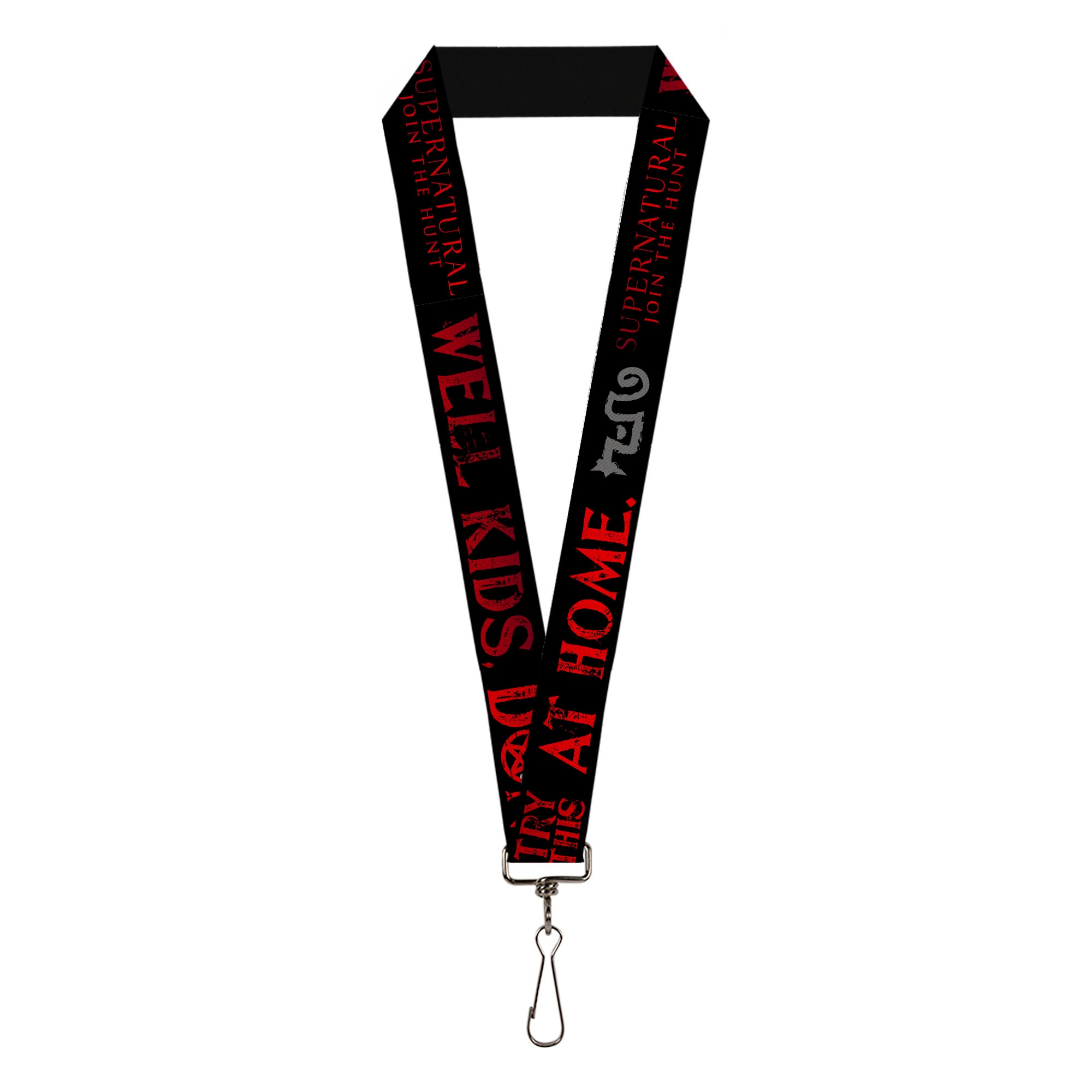 Lanyard - 1.0" - Supernatural DON'T TRY THIS AT HOME Quote and Icons Black/Red/Gray Lanyards Supernatural