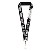 Lanyard - 1.0" - SUPERNATURAL Title Logo STOP WITH THE SULLEN EMO CRAP Quote Black/White Lanyards Supernatural