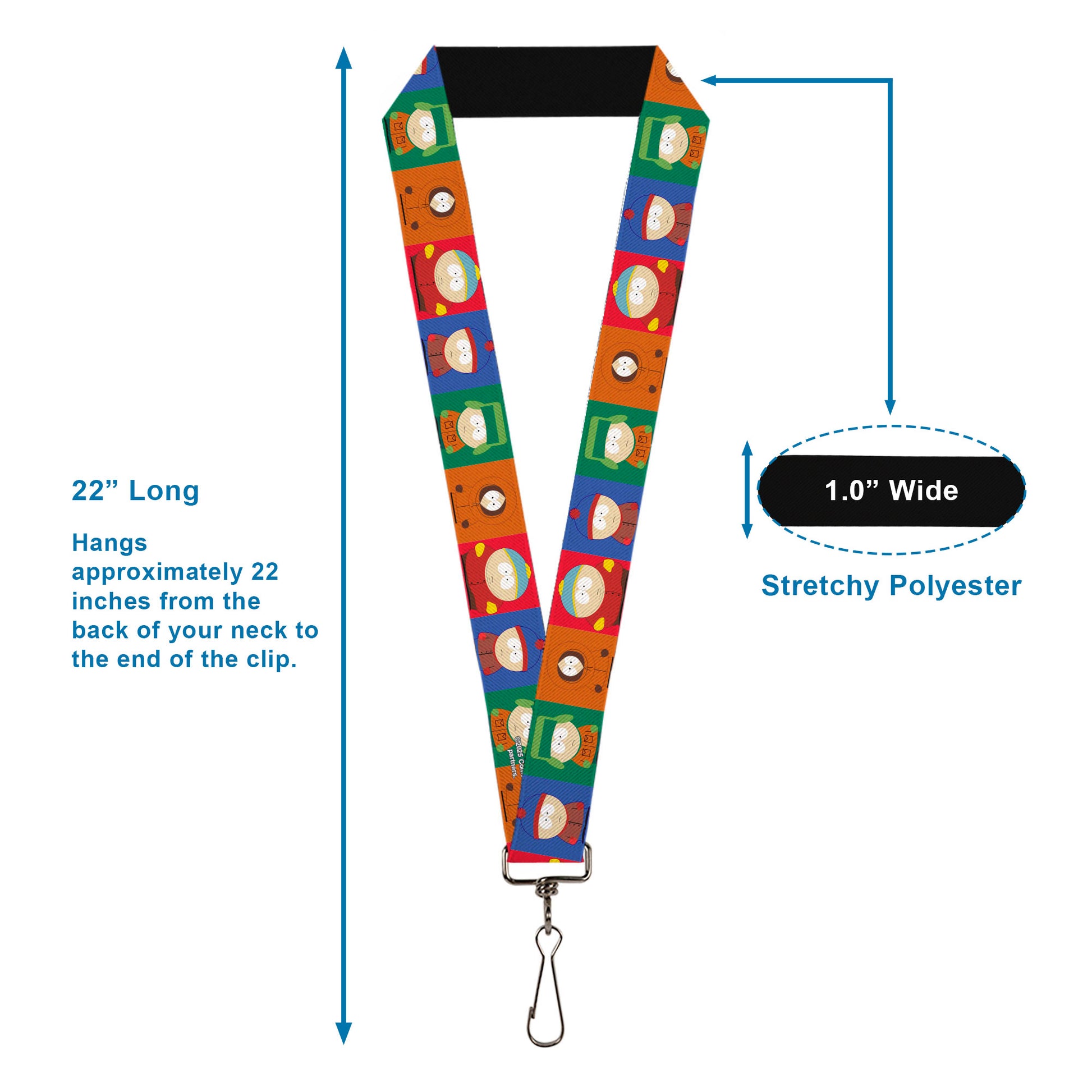 Lanyard - 1.0" - South Park Boys Pose Blocks Multi Color Lanyards South Park