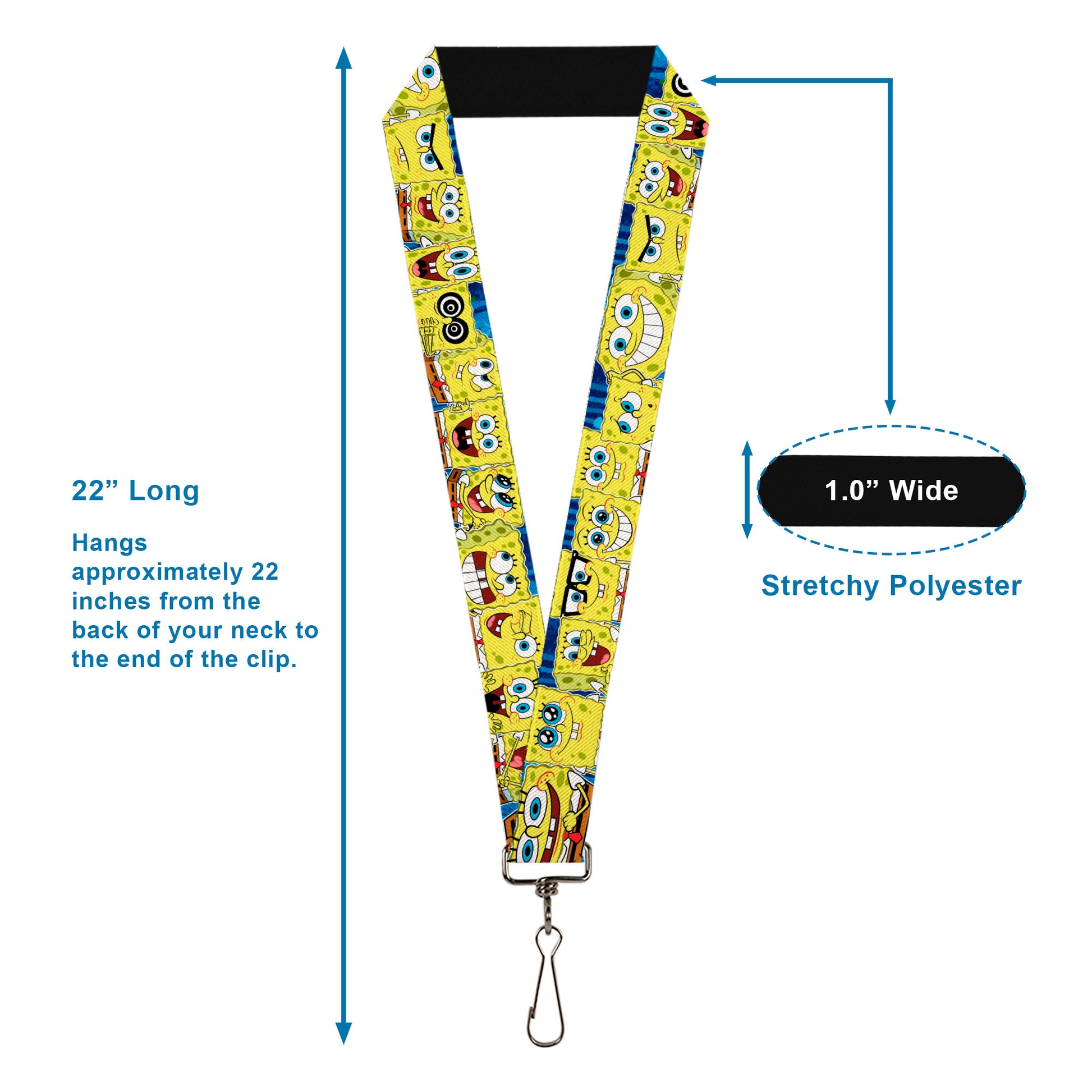 Lanyard - 1.0" - Sponge Bob Expressions Stripe Blue Lanyards SpongeBob SquarePants
