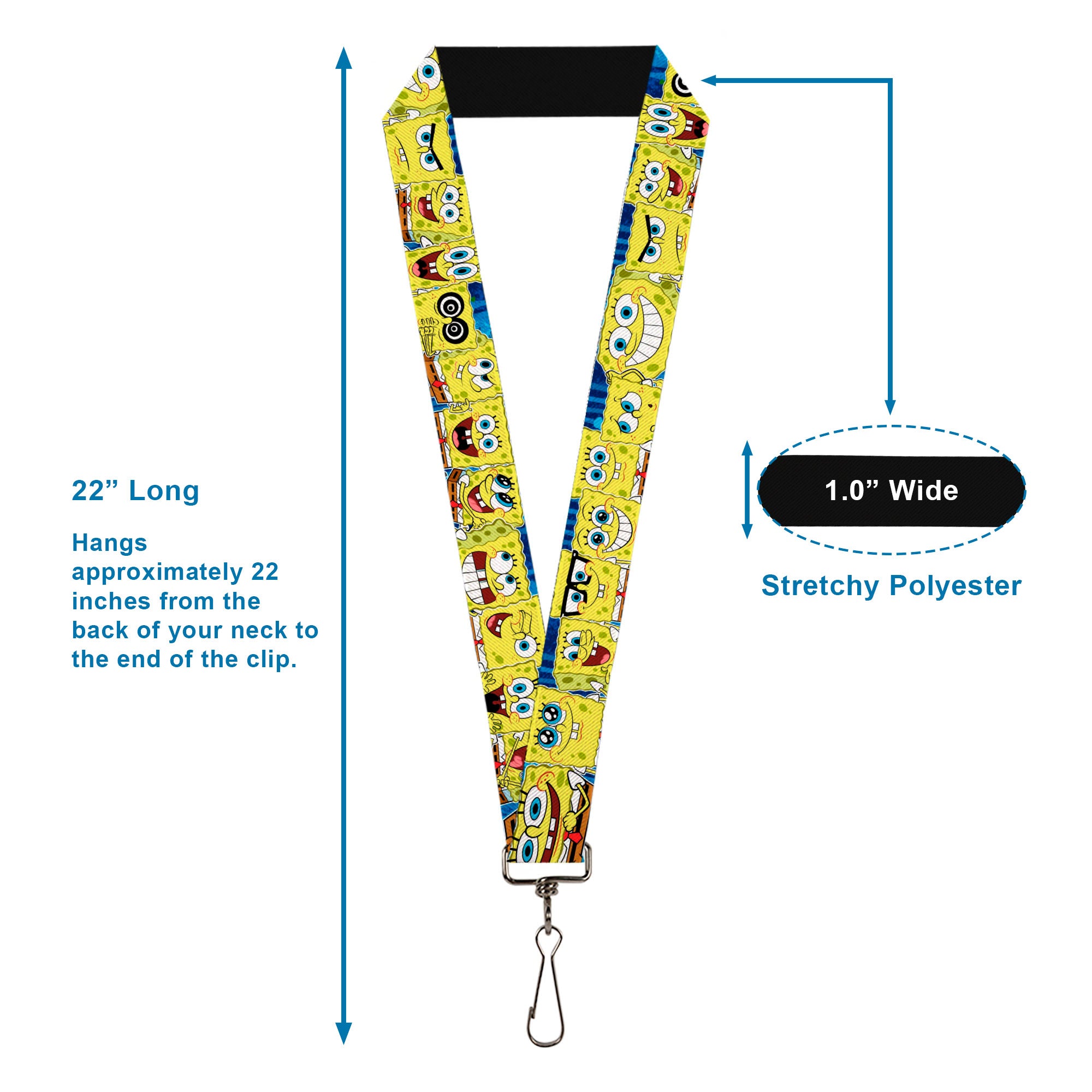 Lanyard - 1.0" - Sponge Bob Expressions Stripe Blue Lanyards SpongeBob SquarePants