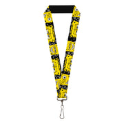 Lanyard - 1.0" - SpongeBob 4-CLOSE-UP Expressions/Crackle Black/Gray/Yellow Lanyards SpongeBob SquarePants