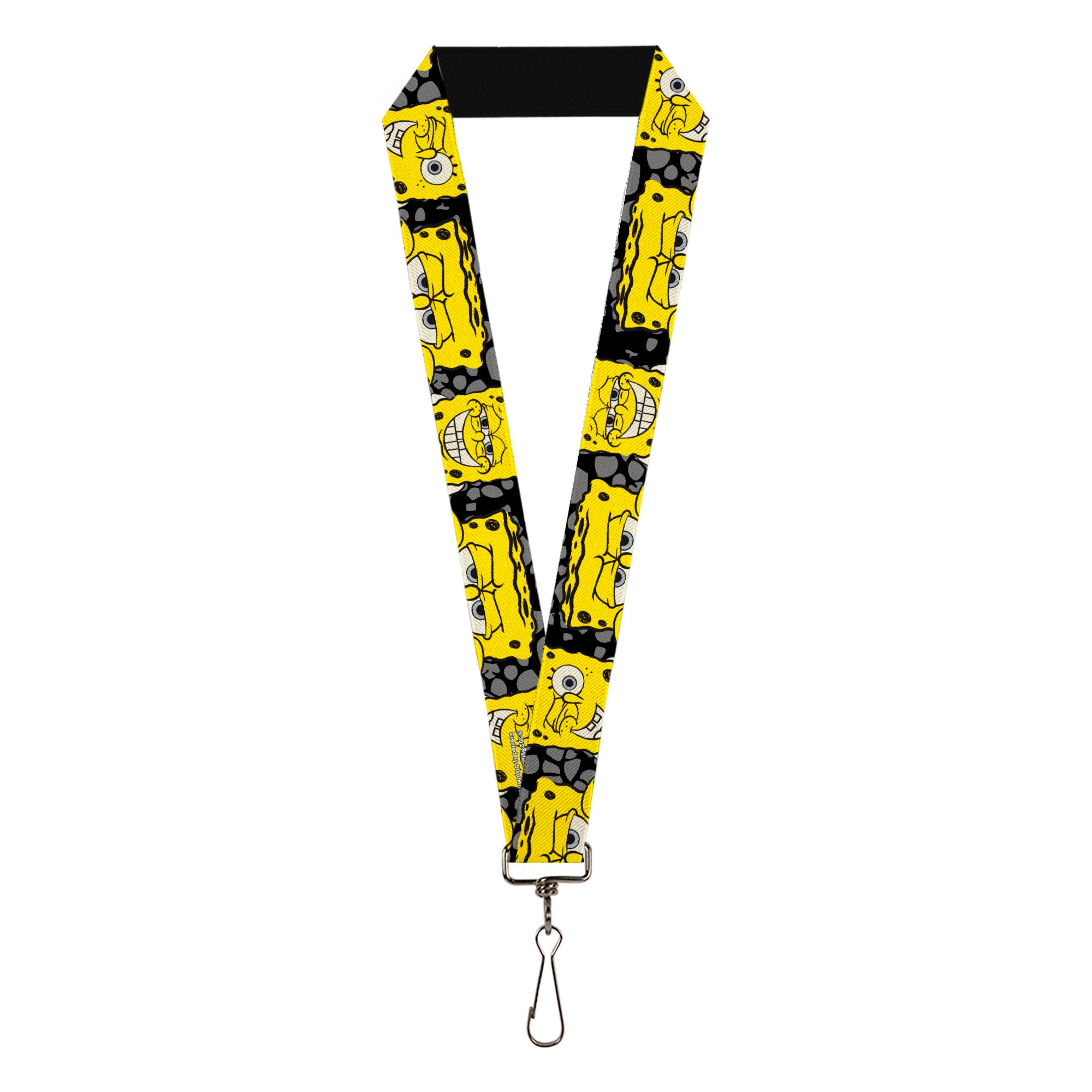 Lanyard - 1.0" - SpongeBob 4-CLOSE-UP Expressions/Crackle Black/Gray/Yellow Lanyards SpongeBob SquarePants