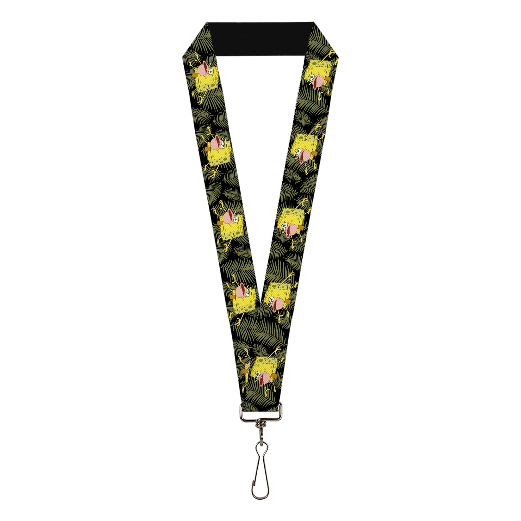 Lanyard - 1.0" - Primitive Sponge Pose/Leaves Black/Green Lanyards SpongeBob SquarePants