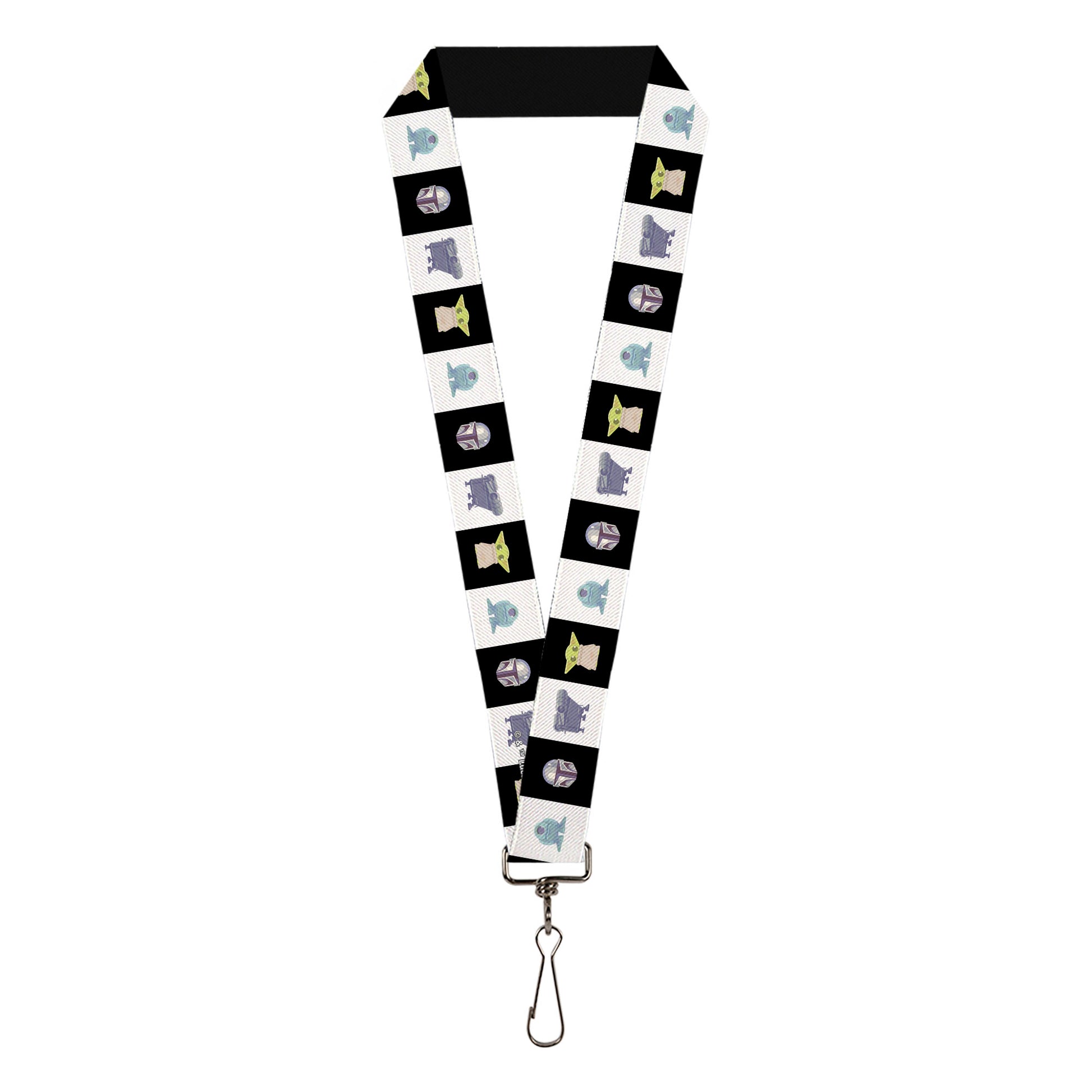 Lanyard - 1.0" - Star Wars Mandalorian Character Pose Blocks Black/White Lanyards Star Wars