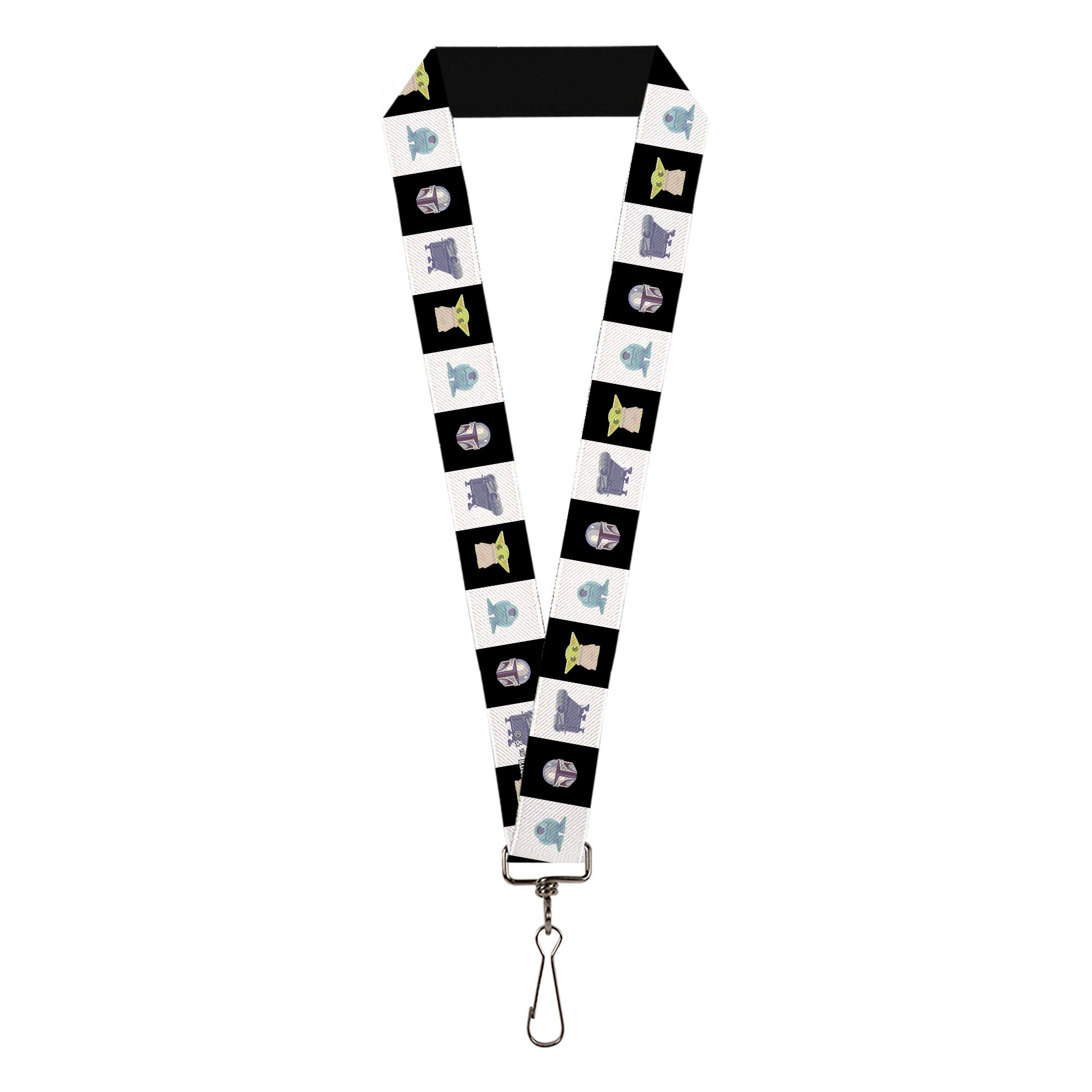 Lanyard - 1.0" - Star Wars Mandalorian Character Pose Blocks Black/White Lanyards Star Wars