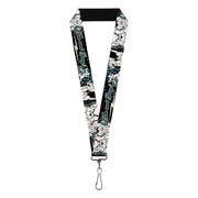 Lanyard - 1.0" - TOM & JERRY Face & Pose Sketch Black White Red Blue Lanyards Tom and Jerry