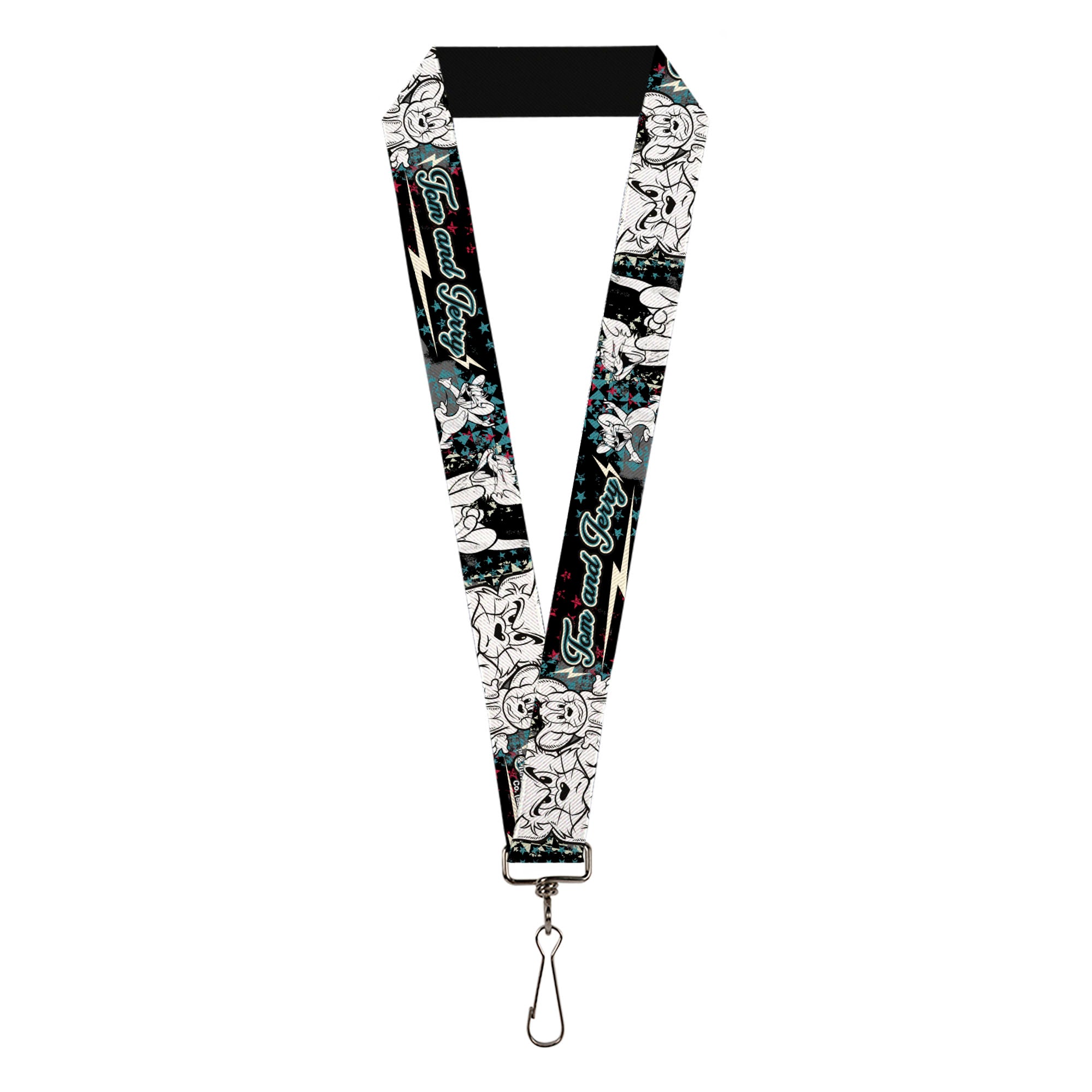 Lanyard - 1.0" - TOM & JERRY Face & Pose Sketch Black White Red Blue Lanyards Tom and Jerry
