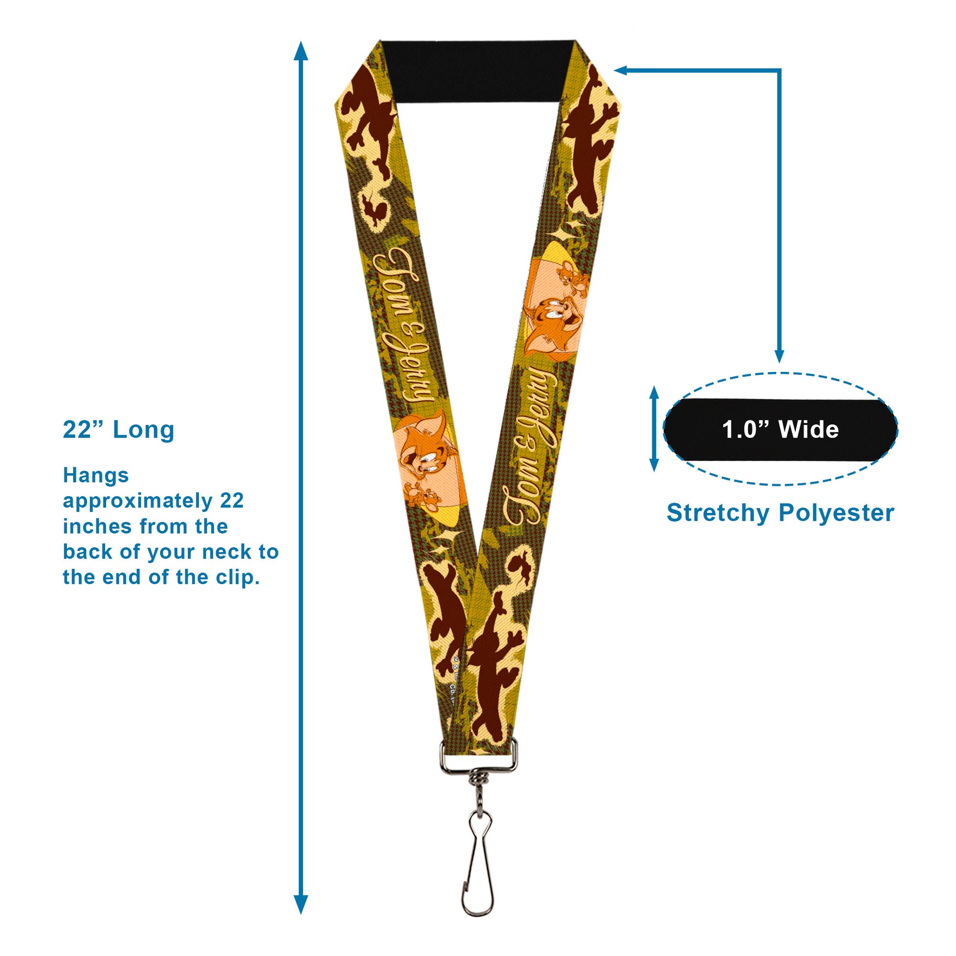 Lanyard - 1.0" - TOM & JERRY Tom Chasing Jerry Houndstooth Browns Lanyards Tom and Jerry
