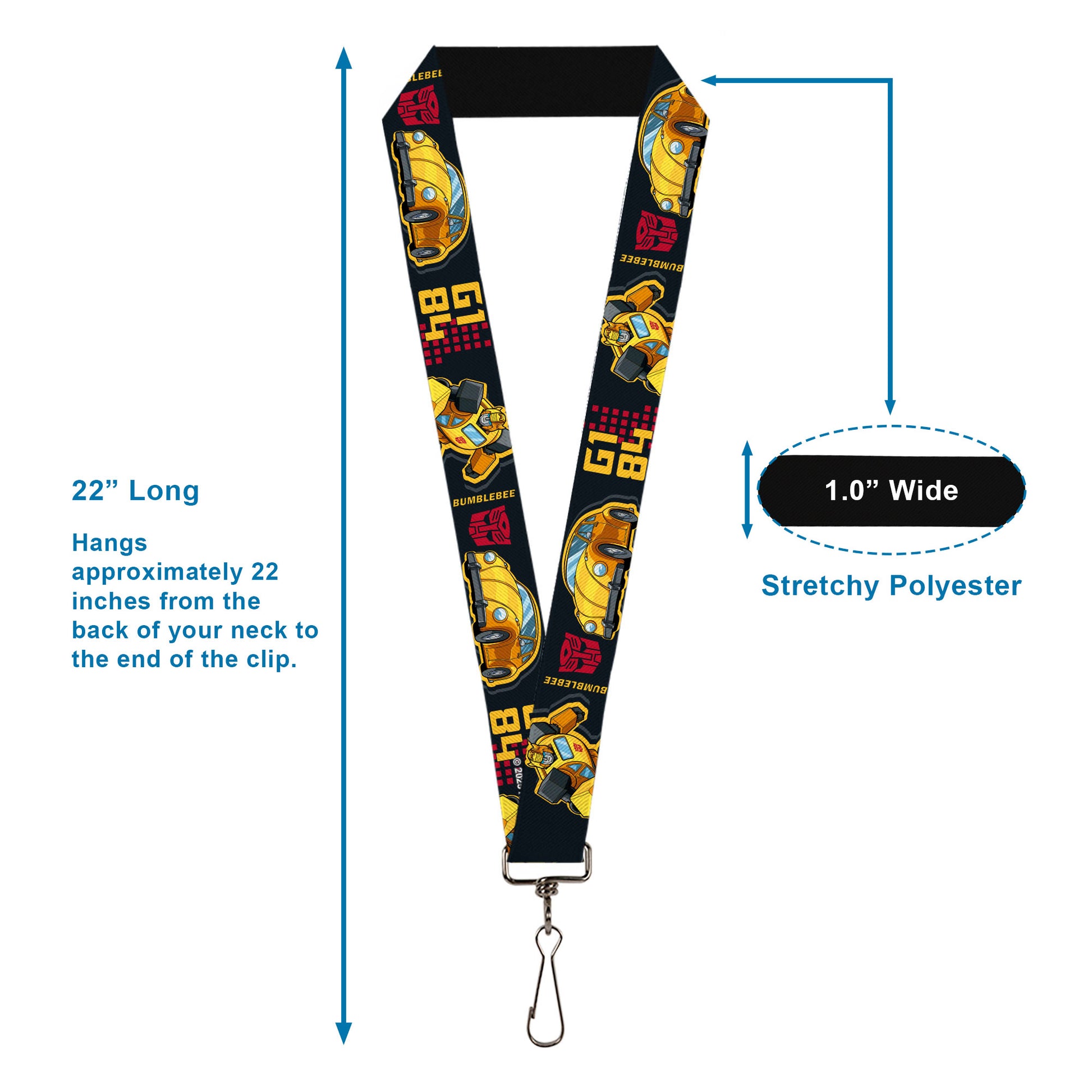 Lanyard - 1.0" - Transformers Generations BUMBLEBEE G1 84 Poses Autobot Icon Black/Yellows/Red Lanyards Transformers