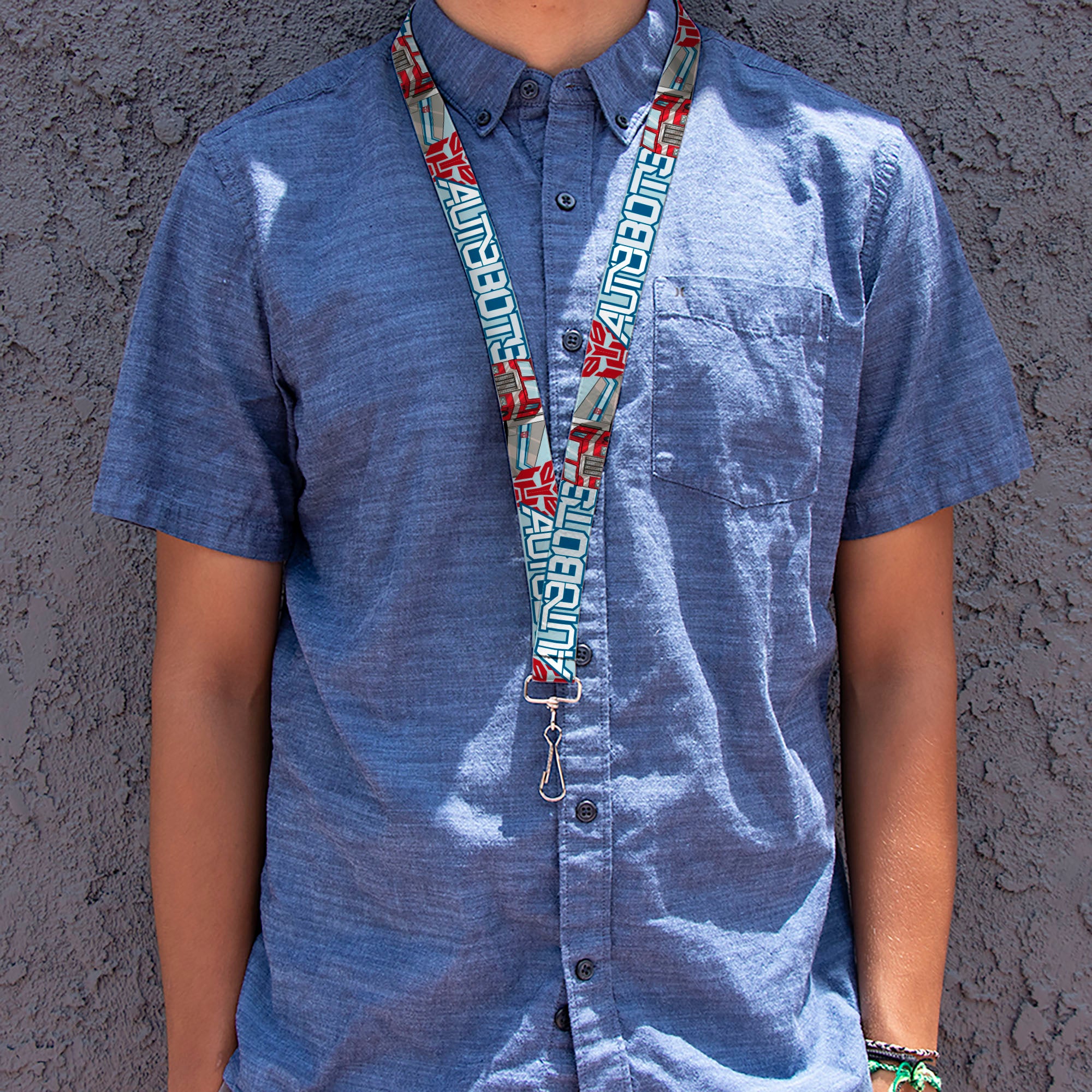 Lanyard - 1.0" - Transformers AUTOBOTS Optimus Prime Semi Truck Collage Light Blue Lanyards Transformers